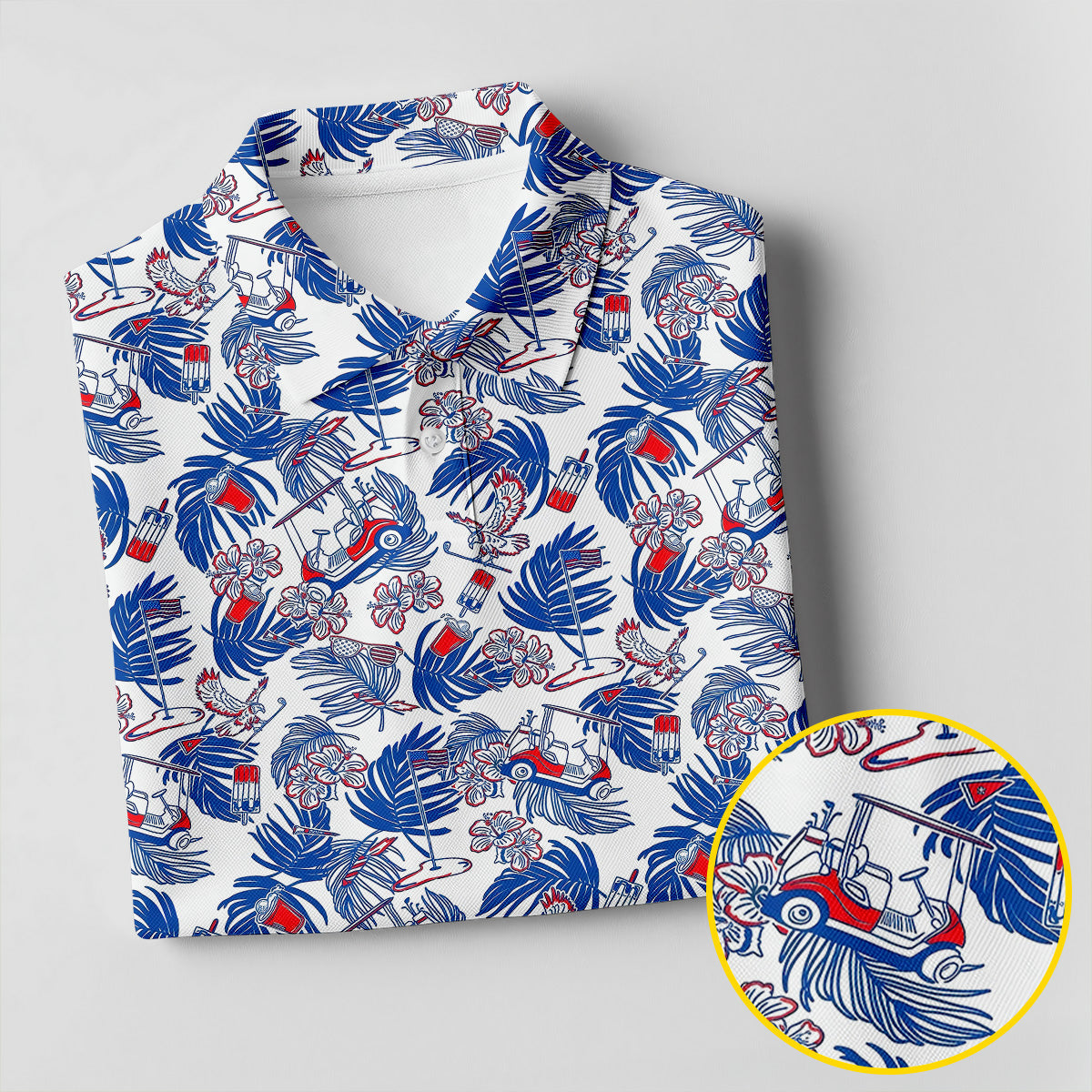 Par-Tee In The USA Red White Blue Tropical Golf Shirt, 250 Years Patriotic 4th Of July Golf Shirt For Women