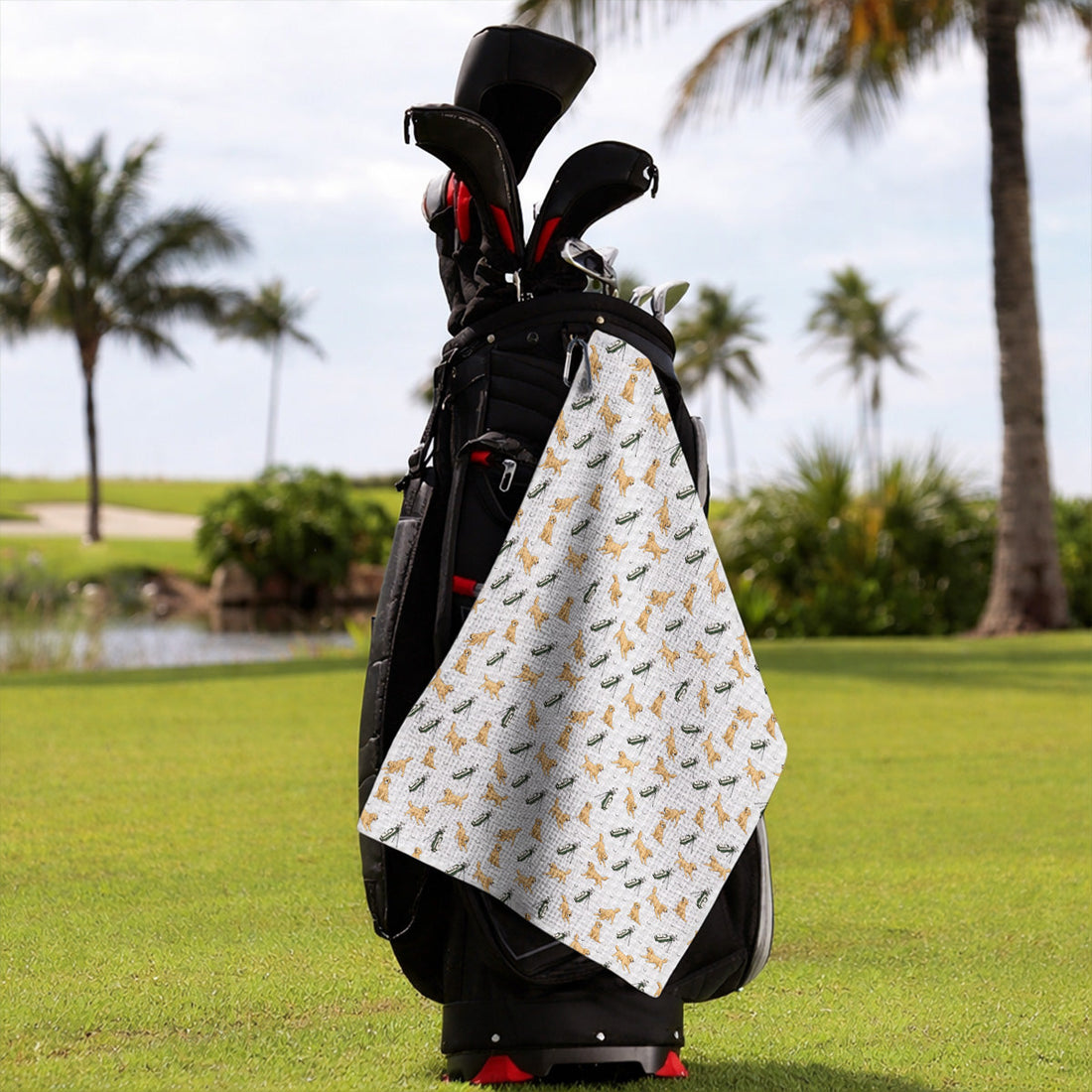 Funny Golden Retriever Pattern Golf Towel, Golden Retriever Golf Towels For Golfer, Dad Golf Gift