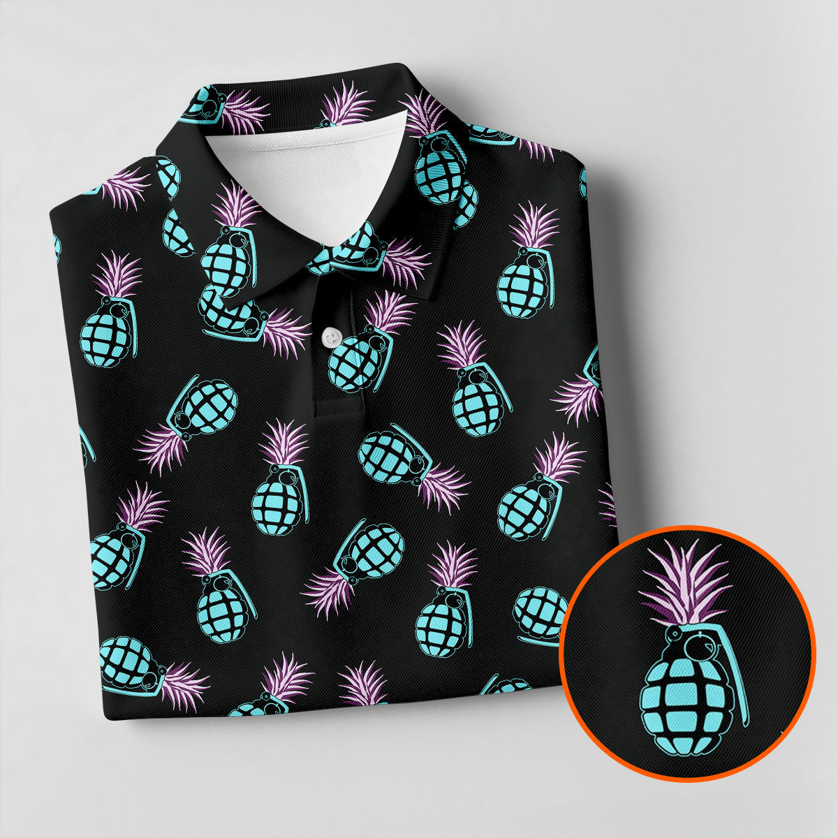 Grenade Pineapple Tropical Golf Shirt, Fun Women's Golf Shirts, Ladies Golf Shirts, Golfing Apparel