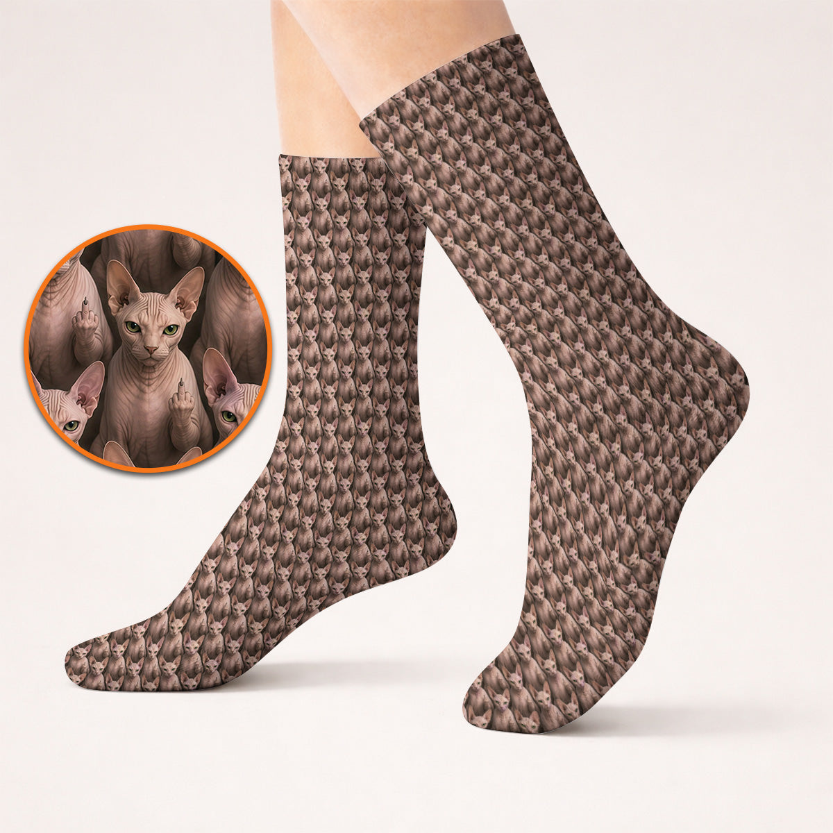 Funny Sphynx Cat Golf Socks, Hairless Cat Pattern Golf Sock, Crazy Golf Gift For Golfer