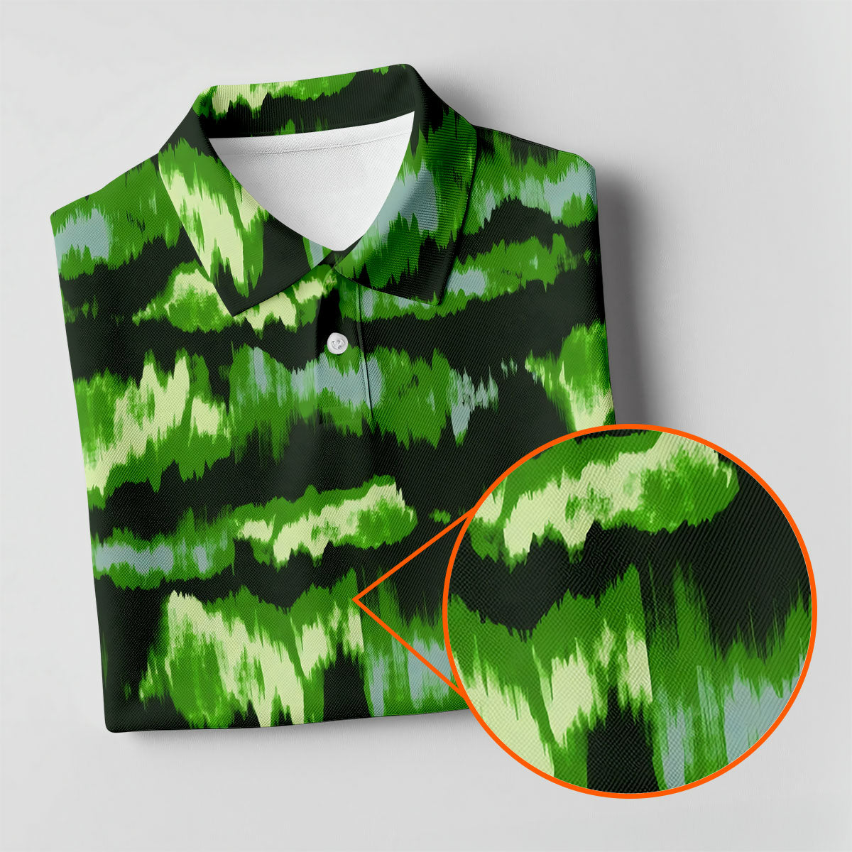 Green Ikat Pattern Fishing UPF Shirts, Long Sleeve Fishing Shirts, Fishing Shirts For Men