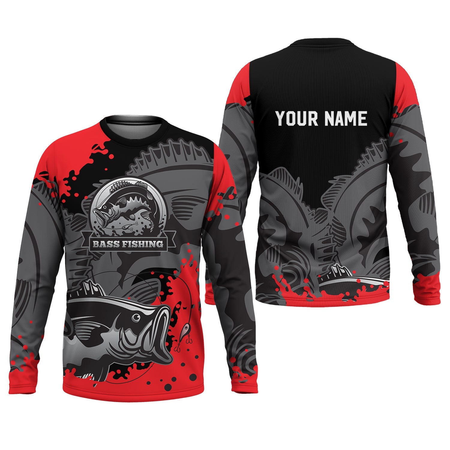 Black Red Bass Fishing Tournament Fishing Shirts, SPF Shirt For Men, Gift For Fisherman