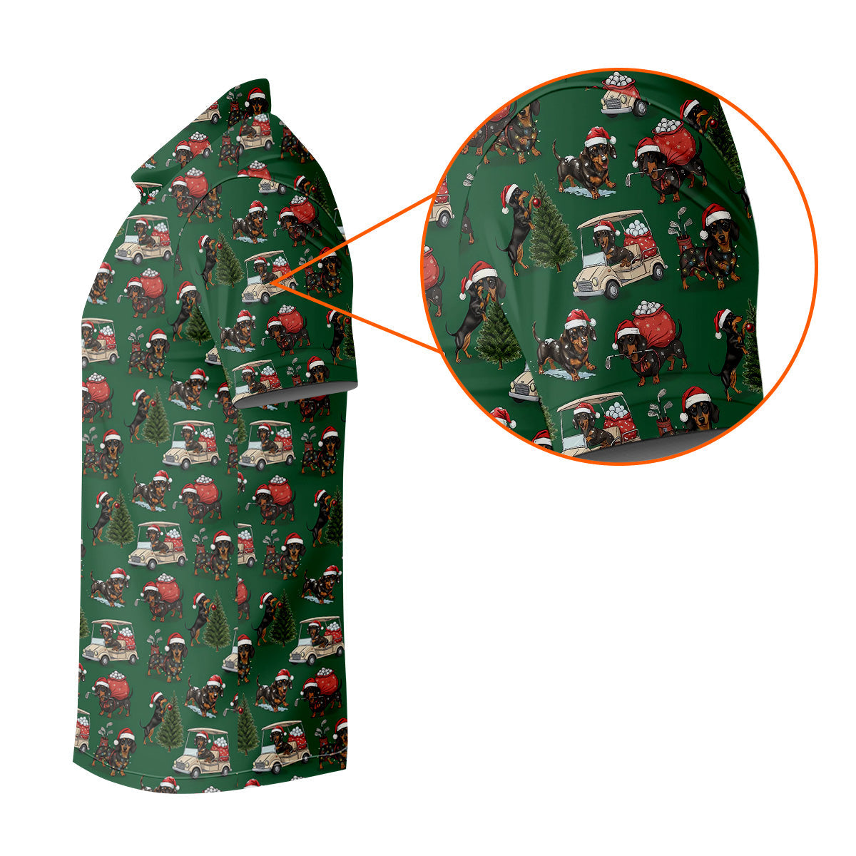 Dachshund Christmas Green Golf Shirt, Christmas Golf Shirt, Golf Tops For Men, Polo Shirts For Men