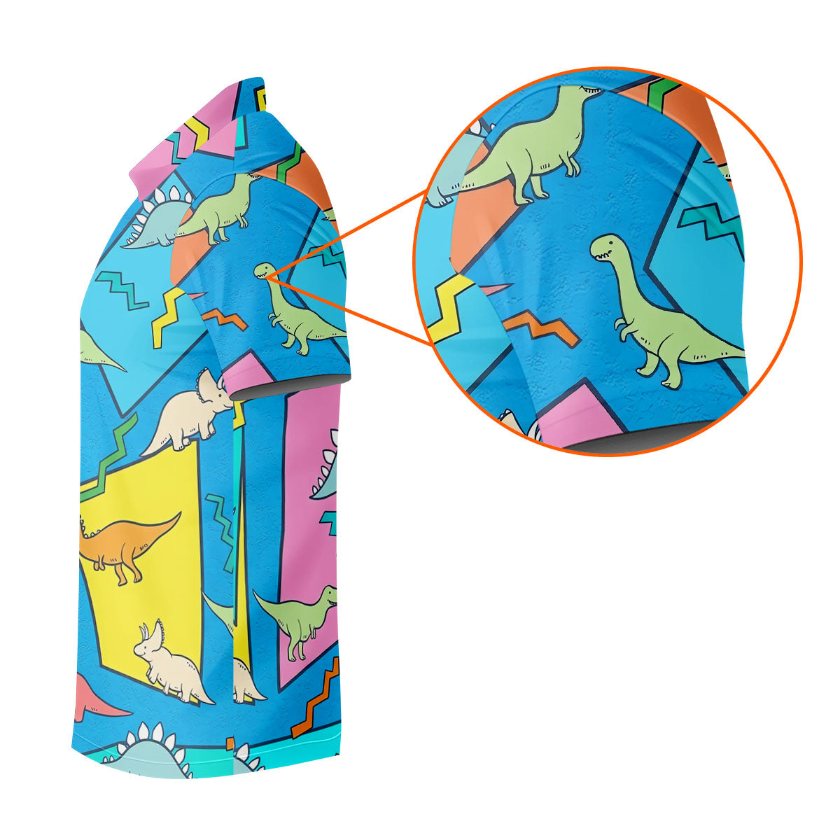 Retro Colorful Dinosaur Pattern Golf Shirt, Women's Golf Tops, Golf Shirts For Women