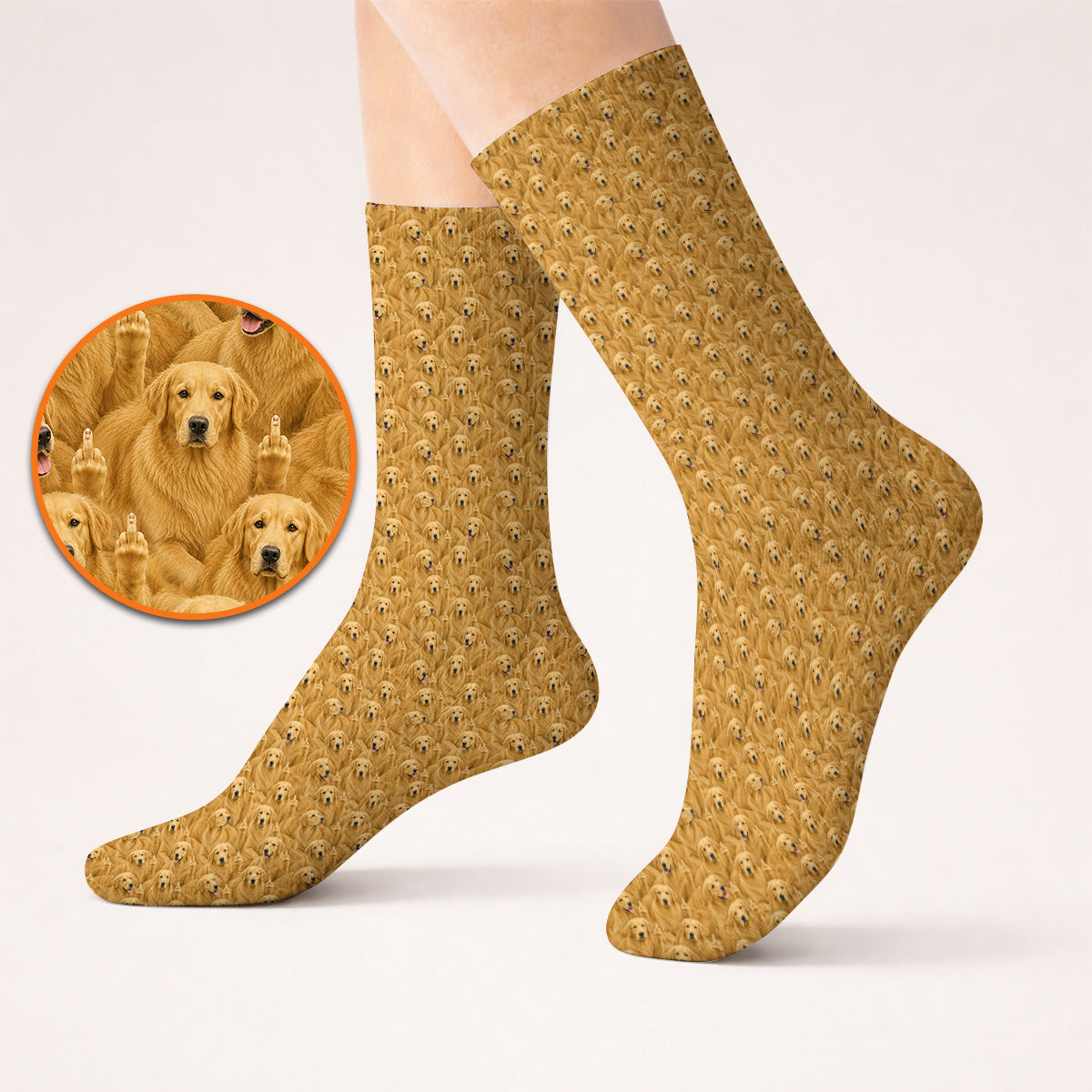 Golden Retriever Middle Finger Golf Socks, Funny Dog Lover Pattern Golf Sock, Golden Retriever Gift For Golfer Dad