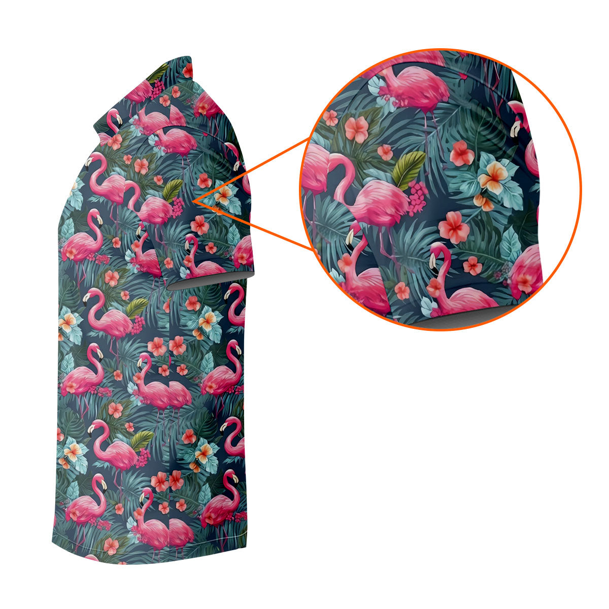 Pink Flamingo Tropical Floral Golf Polo Shirt, Hawaiian Golf Shirt, Golf Shirts For Men
