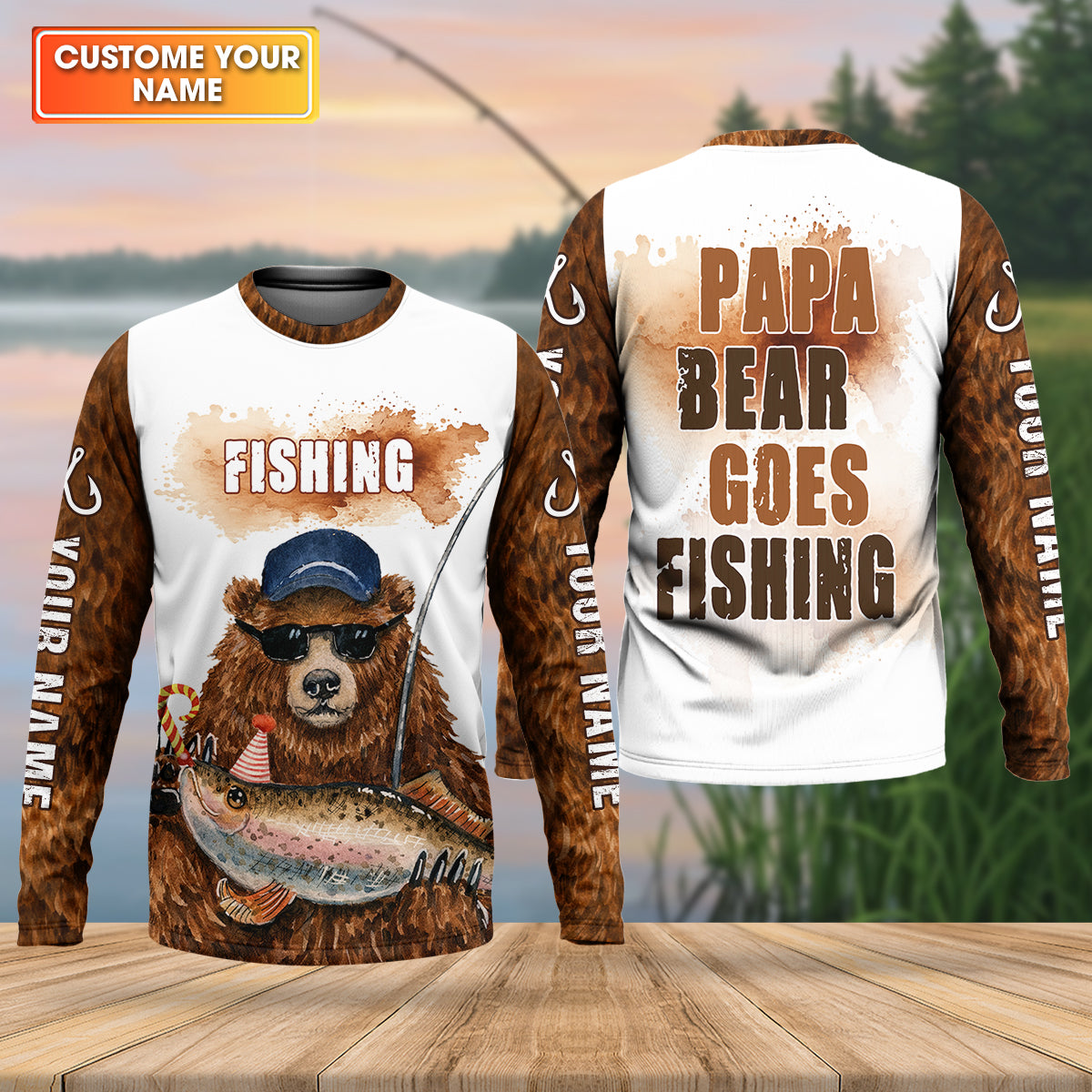 Papa Bear Goes Fishing Funny Fishing Shirt, Fishing UPF Shirts, Father's Day Fishing Shirts For Men