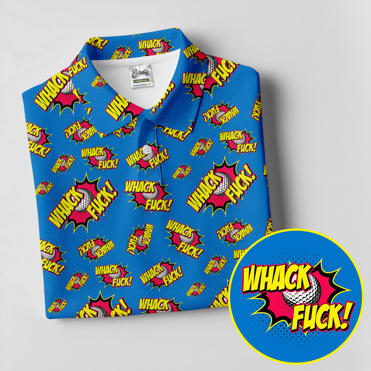 Funny Whack F*ck Comic Golf Ball Polo Shirt, Golf Shirts For Women, Women’s Golf Apparel