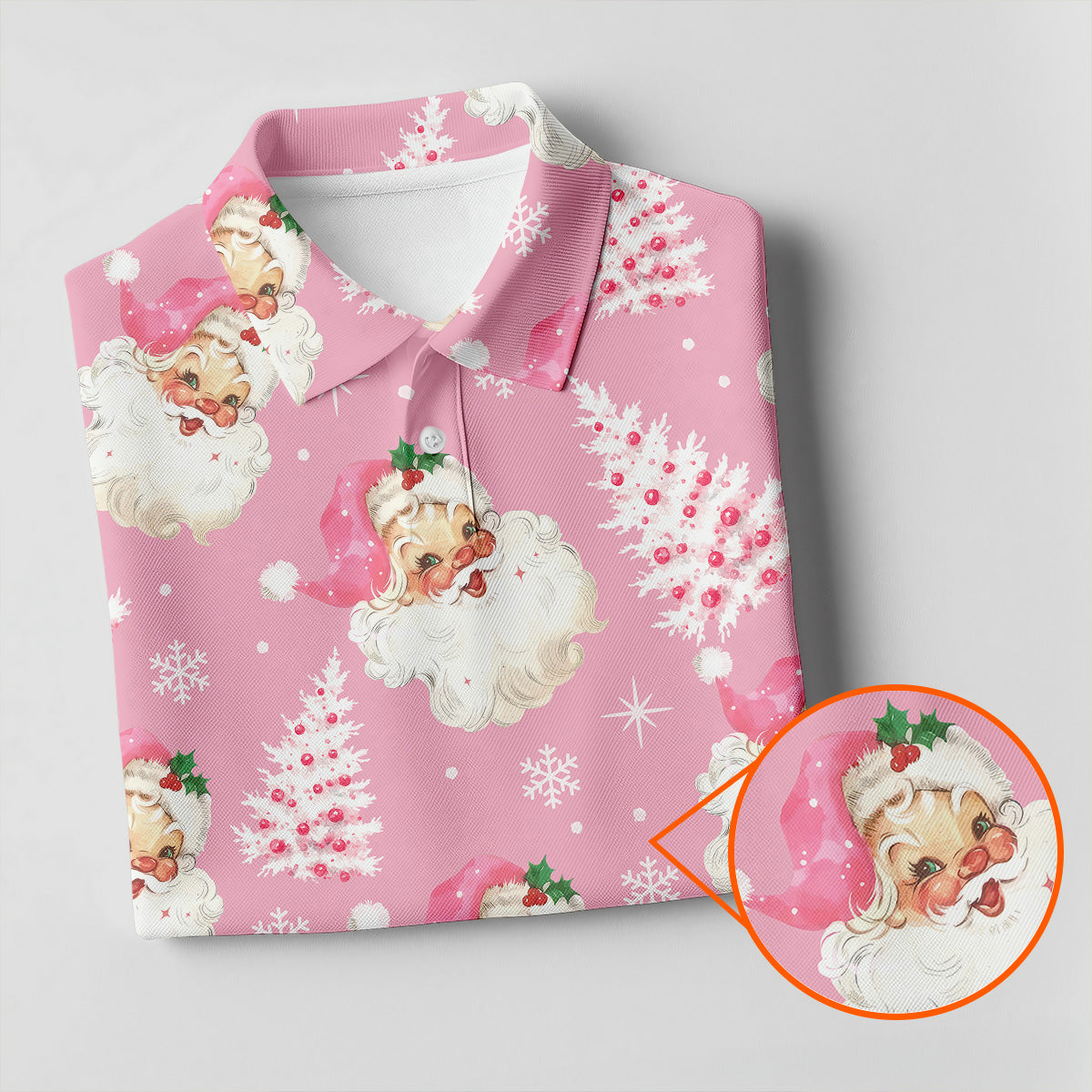 Pink Santa Claus Christmas Golf Shirt, Cute Golf Outfit, Polo Shirts For Men, Golf Gift For Men