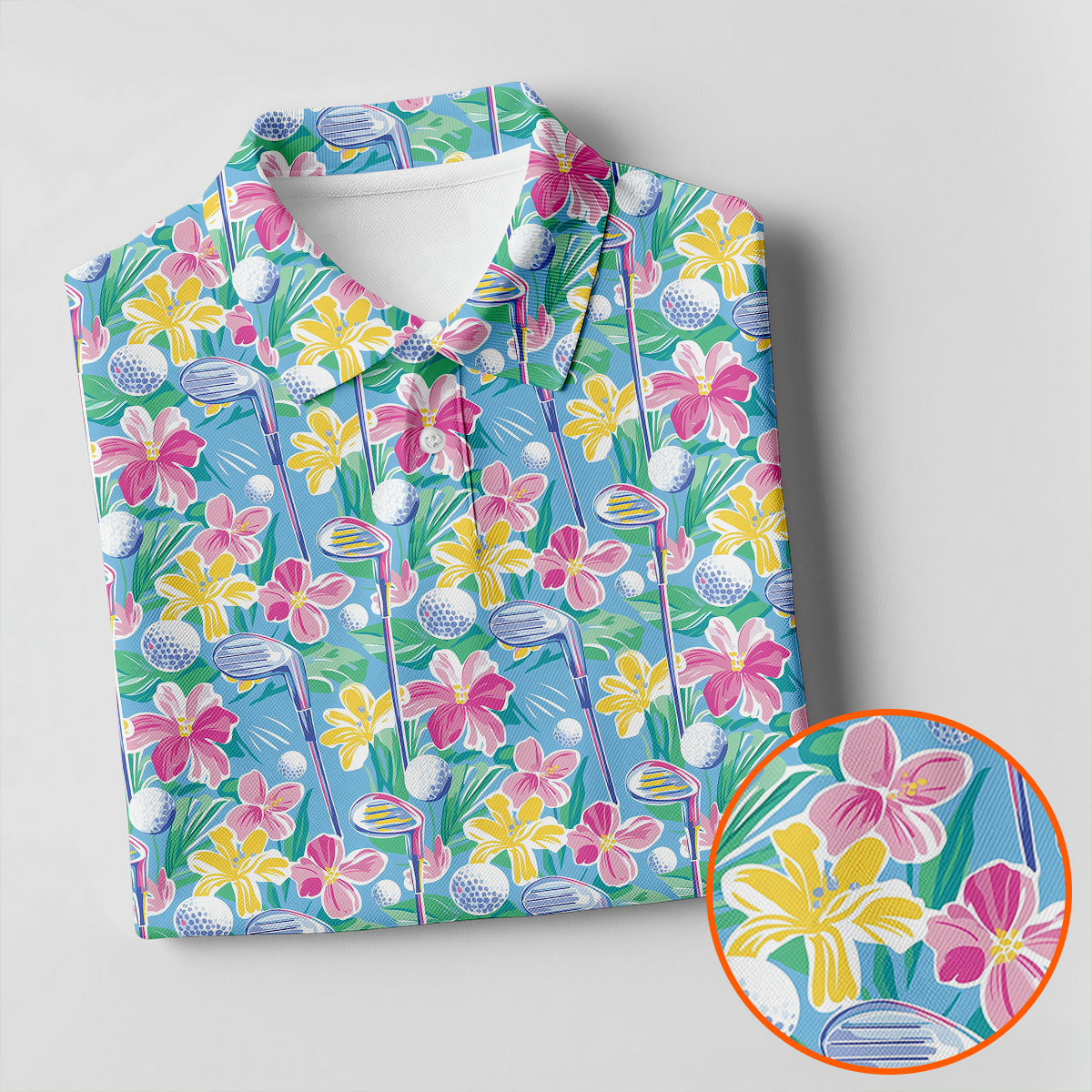 Tropical Floral Golf Clubs Hawaiian Golf Polo Shirt, Men's Golf Shirt, Golf Apparel For Men