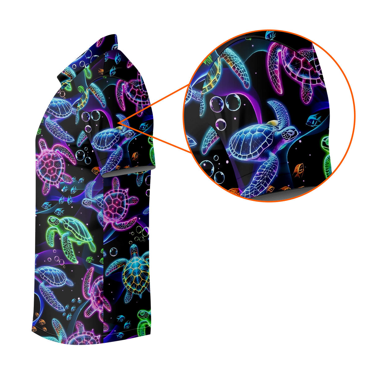 Neon Sea Turtle Ocean Pattern Hawaiian Golf Polo Shirt, Women’s Golf Polo, Ladies Golf Shirts