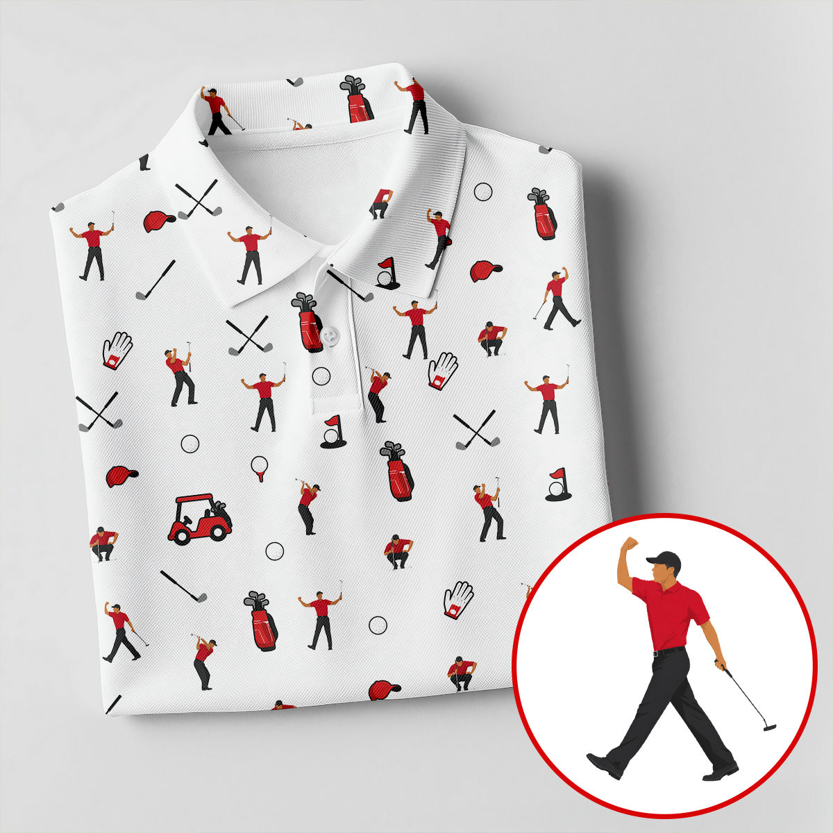 Golf Player Pattern Polo Shirt, Women's Golf Tops, Ladies Golf Shirt