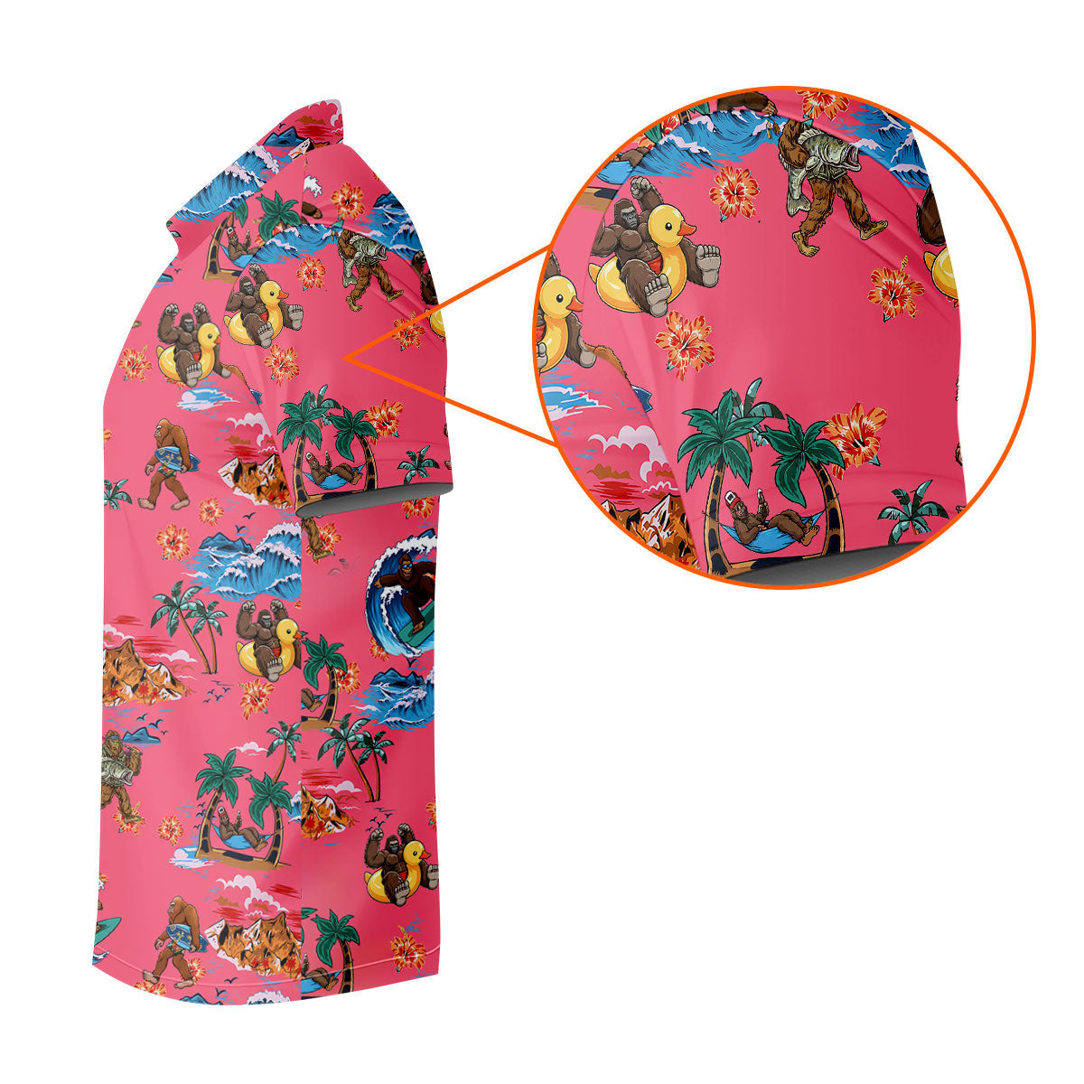 Pink Tropical Bigfoot Hawaiian Golf Polo Shirt, Golf Shirts For Women, Women's Golf Polo