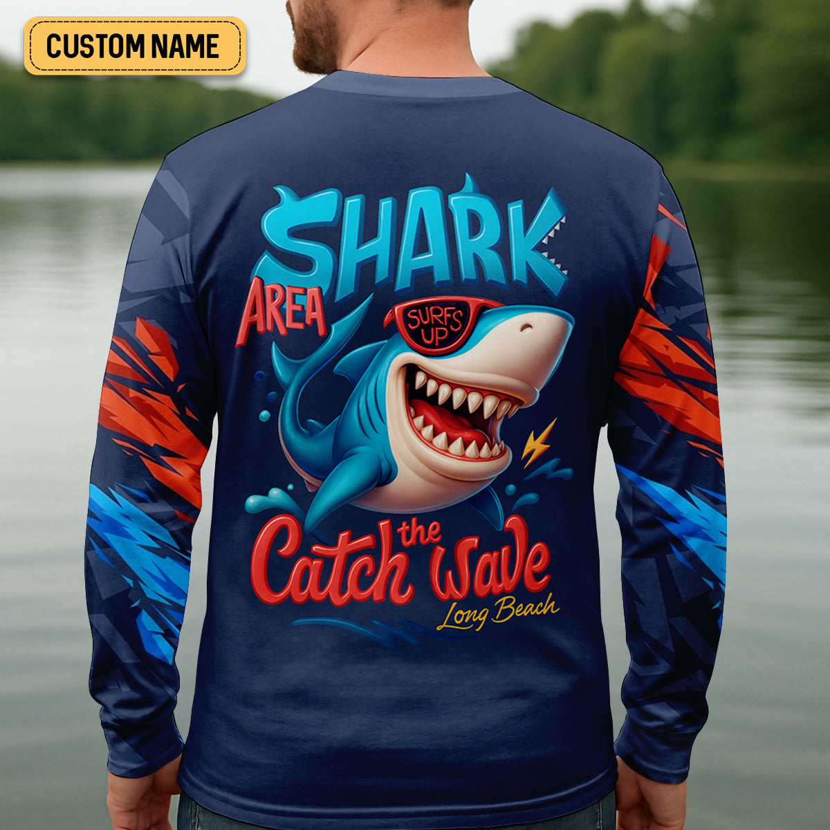 Shark Fishing Shirt, Shark Area Surf's Up The Catch Wave, SPF Shirt For Men, Gift For Fisherman