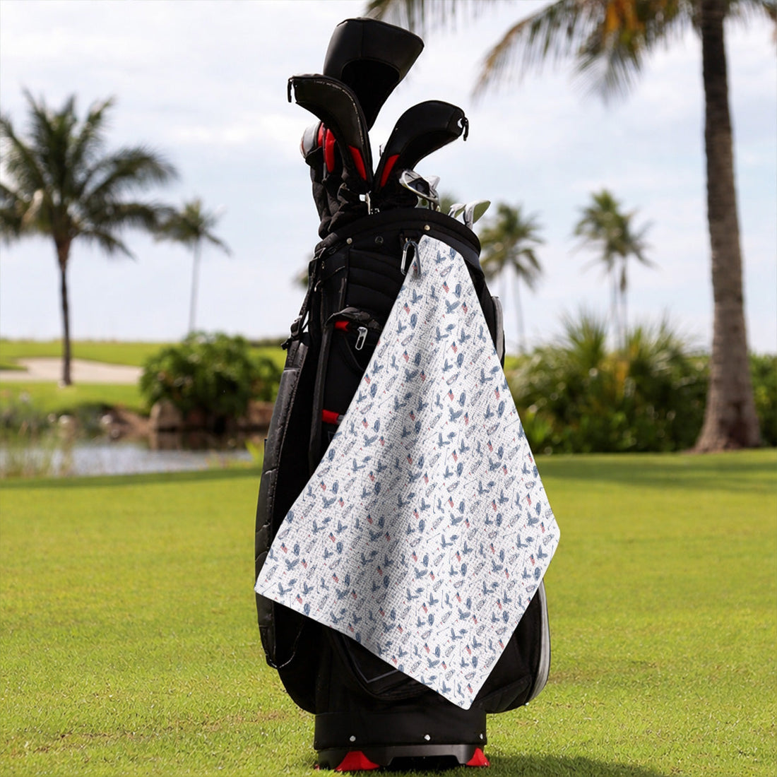 Patriotic Eagle Golf Towel, American Flag Pattern Golf Towels, USA Independence Golf Apparel
