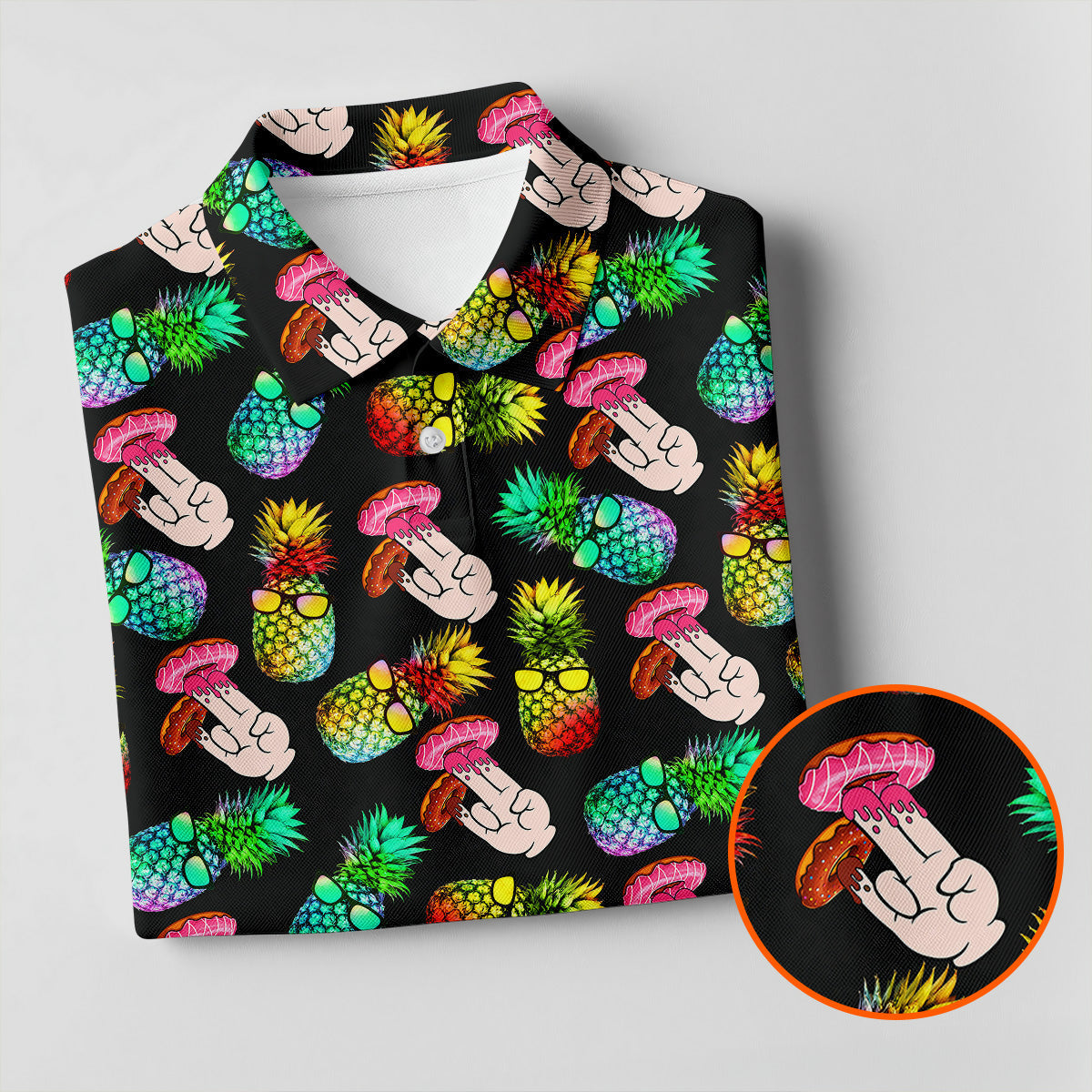 Pineapples Donut Finger Adult Humor Women Golf Shirts, Ladies Golf Shirt, Funny Golf Shirts