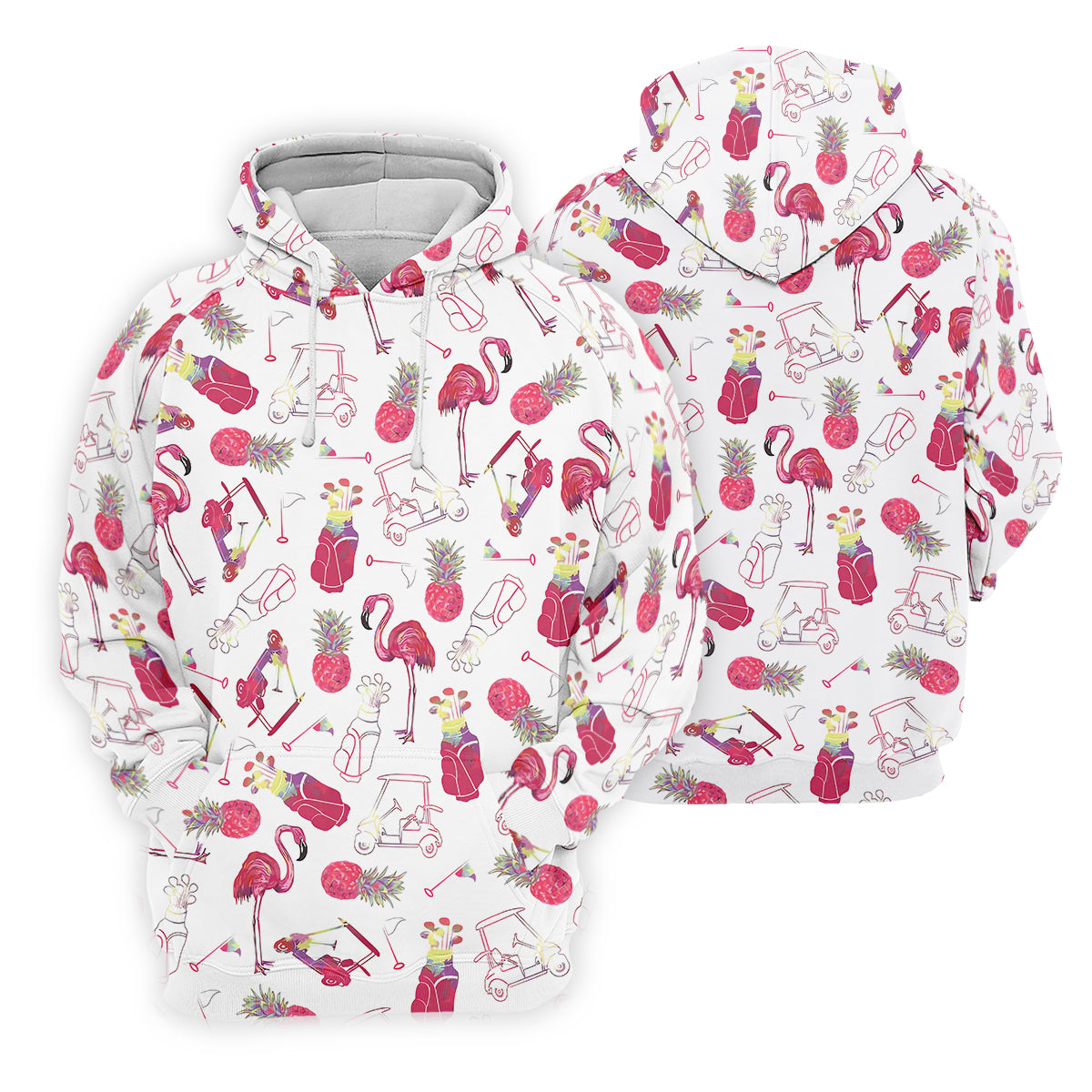 Flamingo Golf Pineapple Funny Womens Golf Polo ShirtCustom Ladies Golf Shirt
