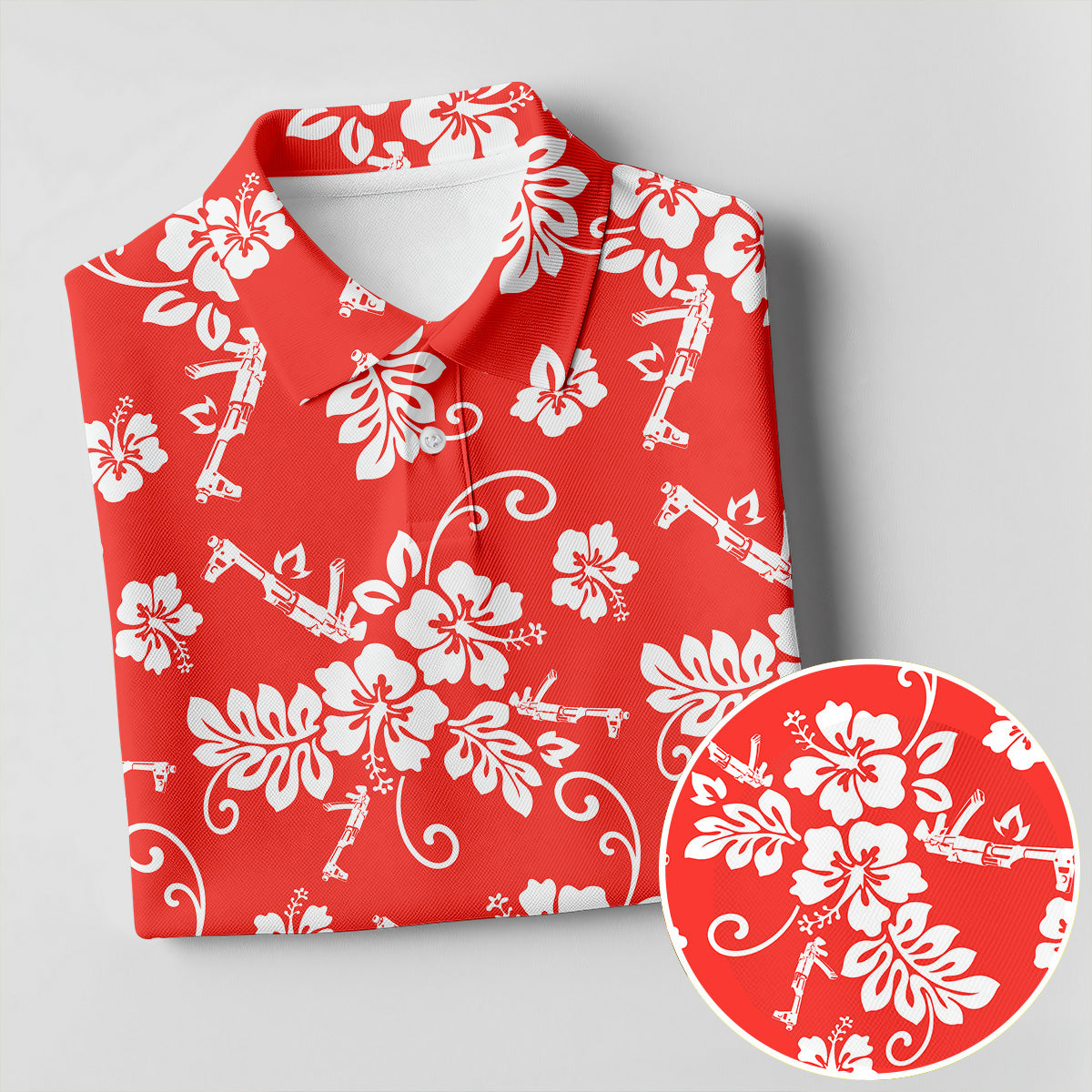 Tropical Flower Red Golf Shirt, Hawaiian Golf Shirt, Ladies Golf Tops, Golf Shirt For Women