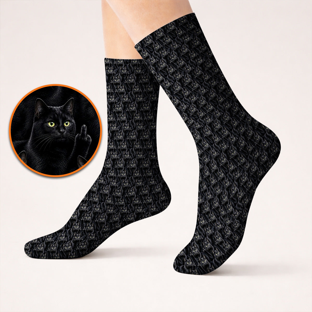 Black Cat Pattern Golf Socks, Funny Cat Lover Golf Premium Sock, Golf Gift For Golfer