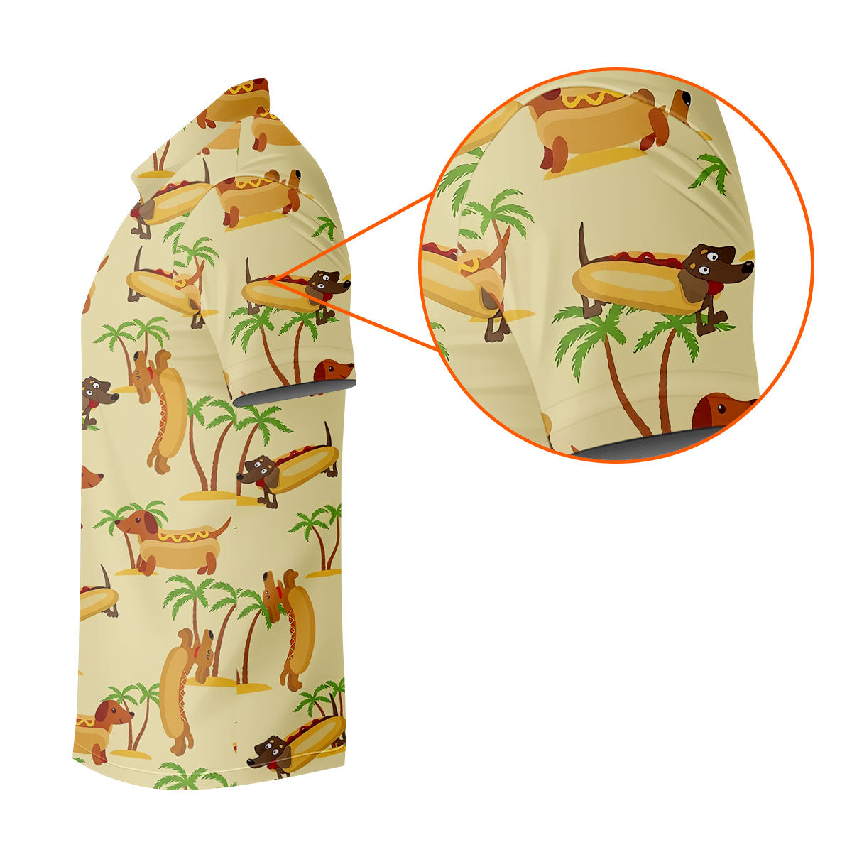 Funny Hot Dog Dachshund Tropical Hawaiian Golf Shirt, Mens Golf Polo, Printed Golf Shirts