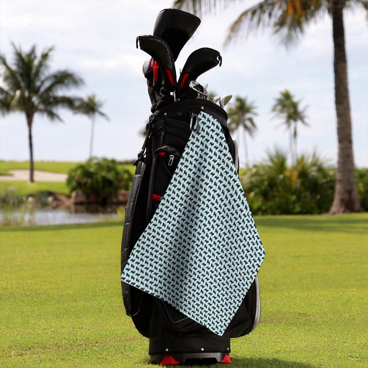 Black Pug Pattern Golf Towels, Funny Pug Golf Towel, Golf Gift For Golfer