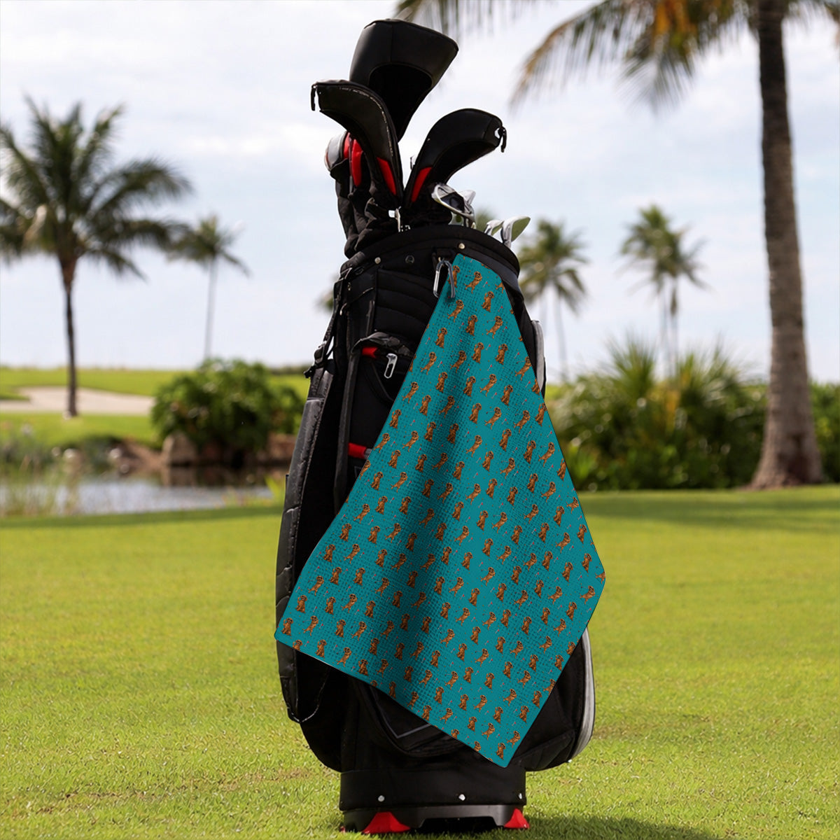 Wiener Dog Golf Pattern Towels, Dachshund Lover Golf Towel, Unique Golf Gift For Golfer