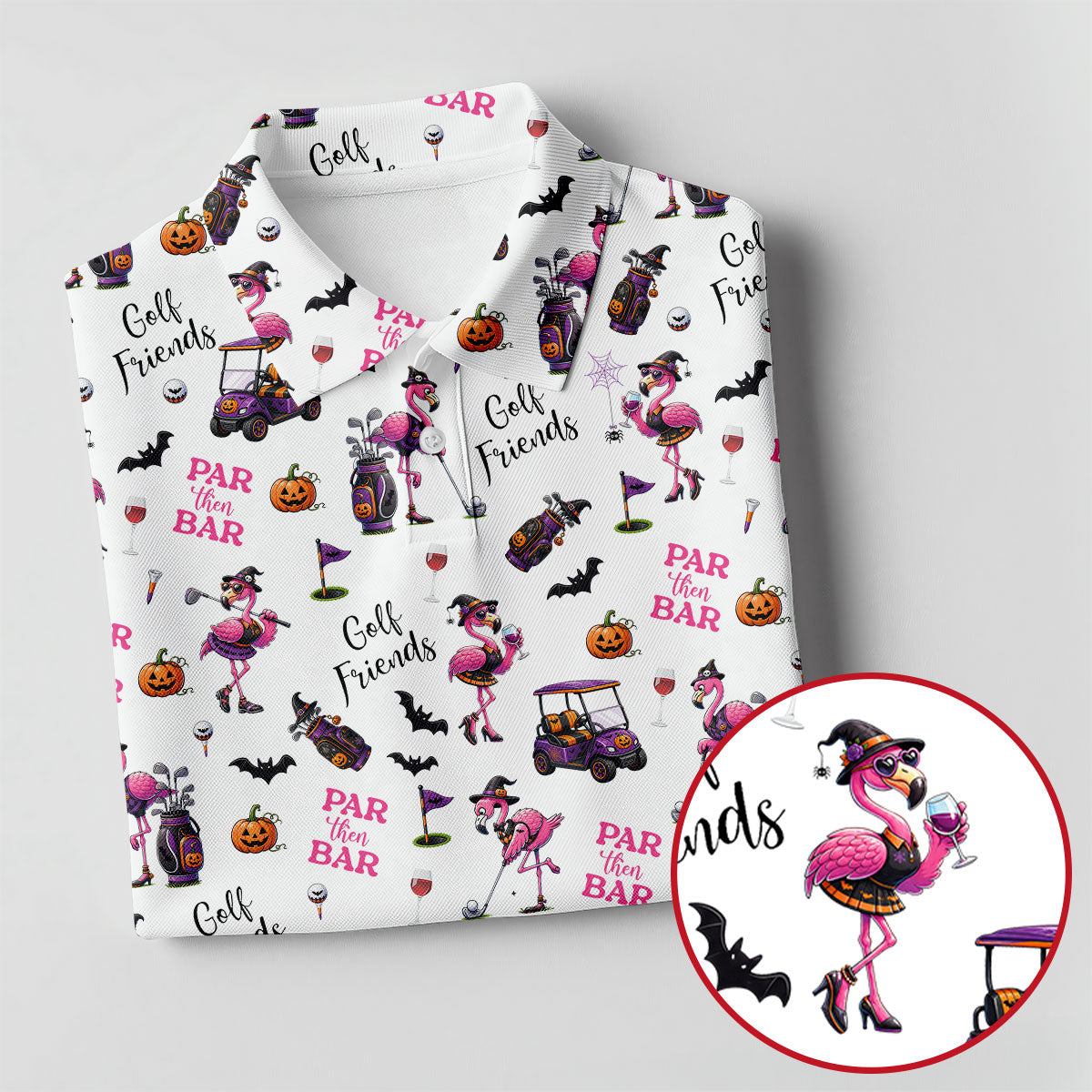 White Par Then Bar Flamingo Halloween Shirt, Women's Golf Apparel, Golf Tops For Women