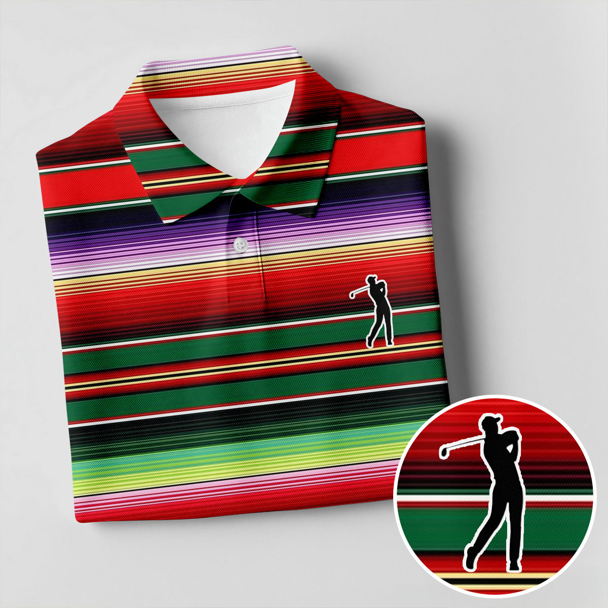 Colorful Stripes Sarape Pattern Cinco De Mayo Celebration Fiesta Themed Golf Shirt For Women