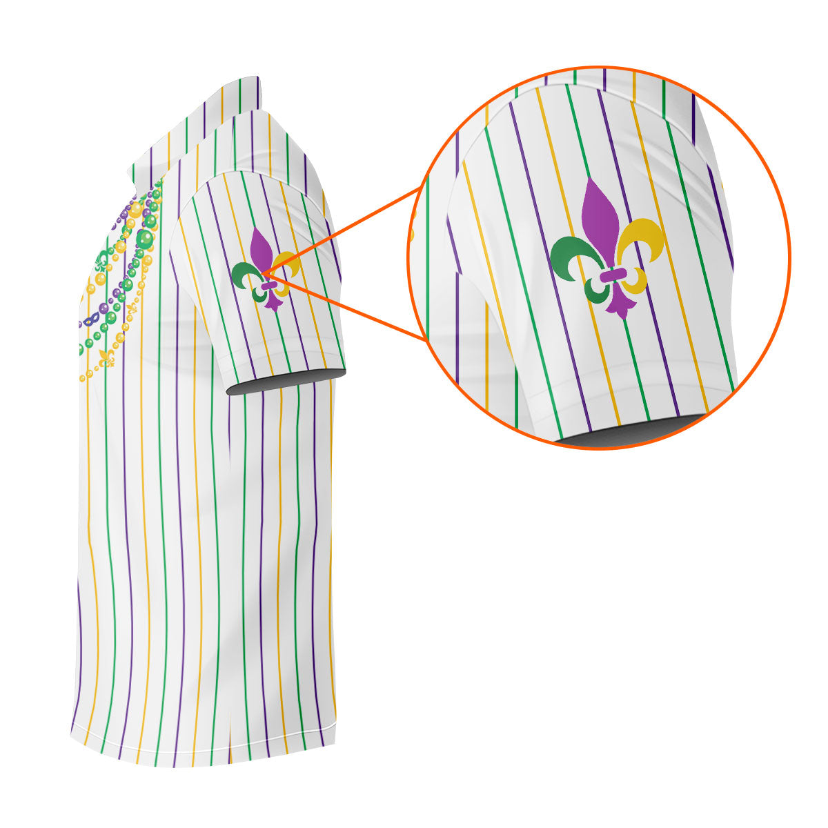 Mardi Gras Beads Necklaces Print White Golf Shirt, Women's Golf Shirts, Ladies Golf Polos, Golf Shirt For Women
