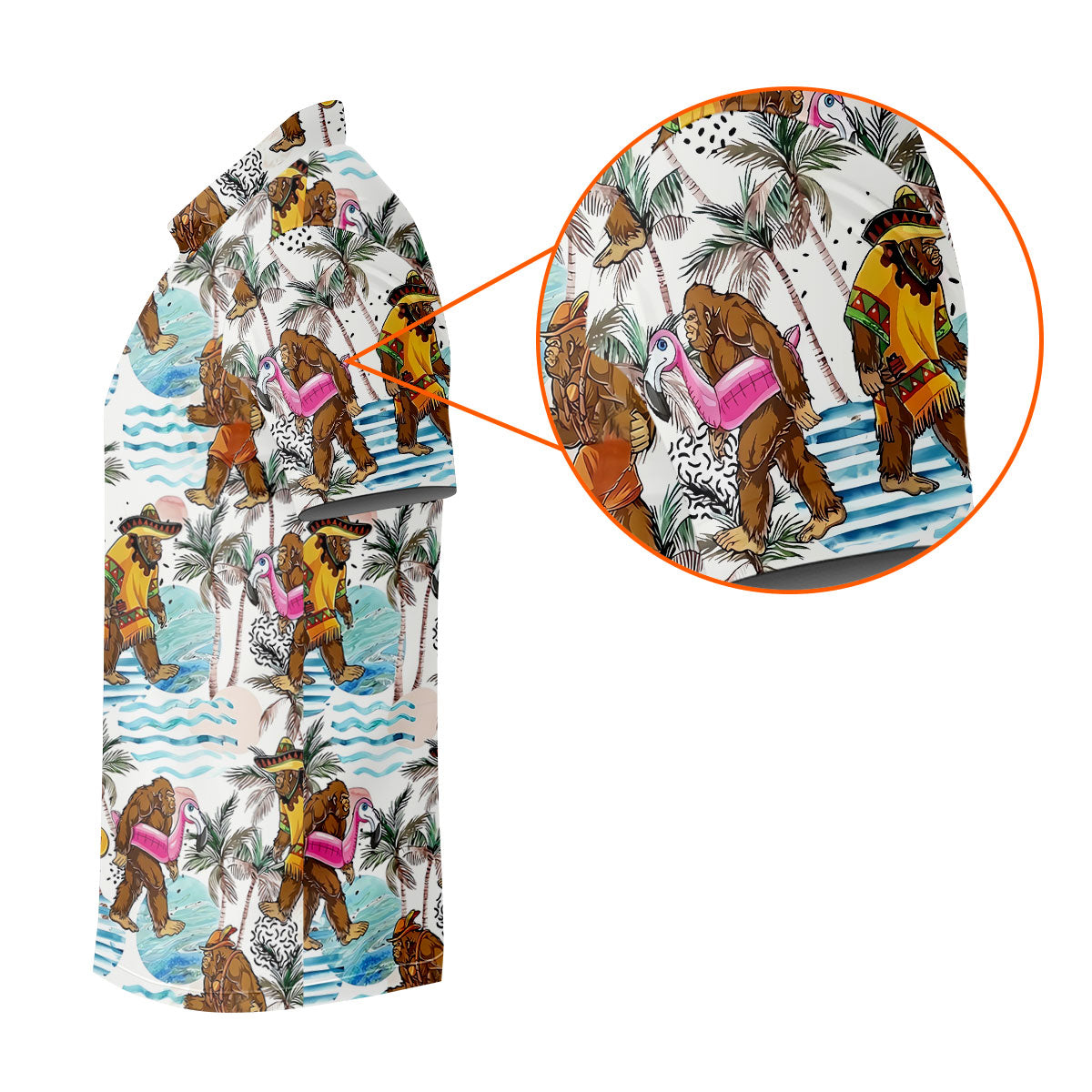 Bigfoot With Flamingo Float And Guitar Tropical Pattern Hawaiian Golf Polo, Golf Tops For Women, Golfing Apparel