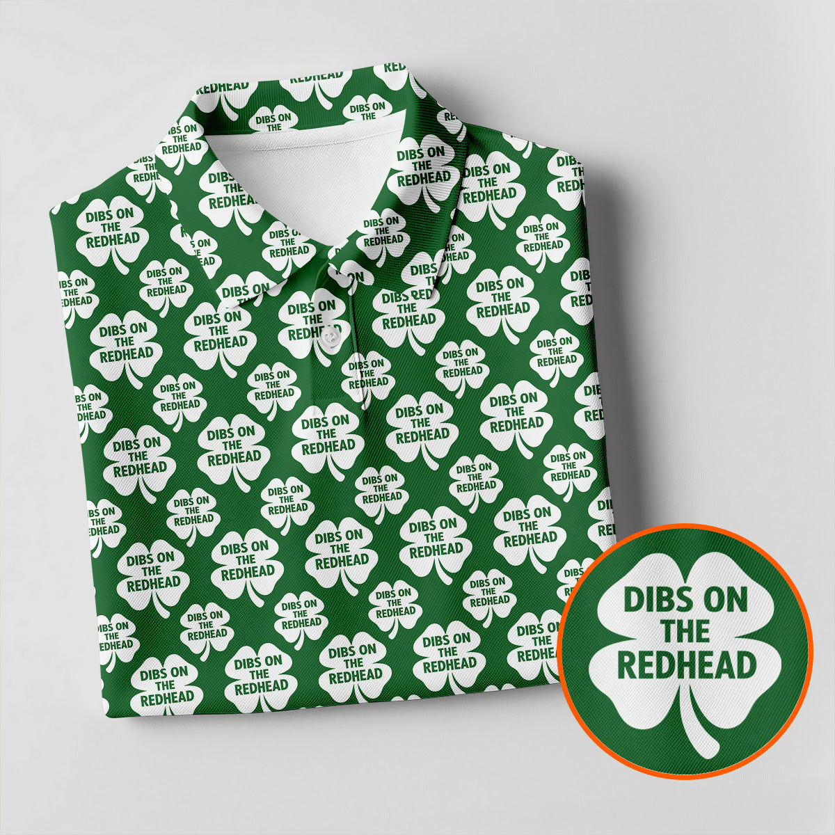 Dibs On The Redhead Lucky Four Leaf Clover St Patrick's Day Golf Shirt, Women's Golf Tops, Ladies Golf Shirts