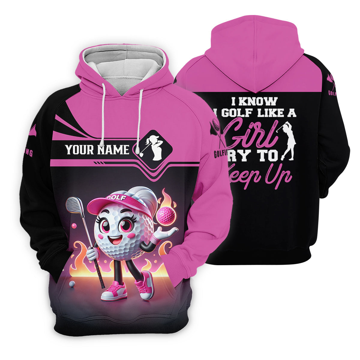 I Know I Golf Like A Girl Try To Keep Up Custom Funny Womens Golf Polo ShirtLadies Golf Shirt