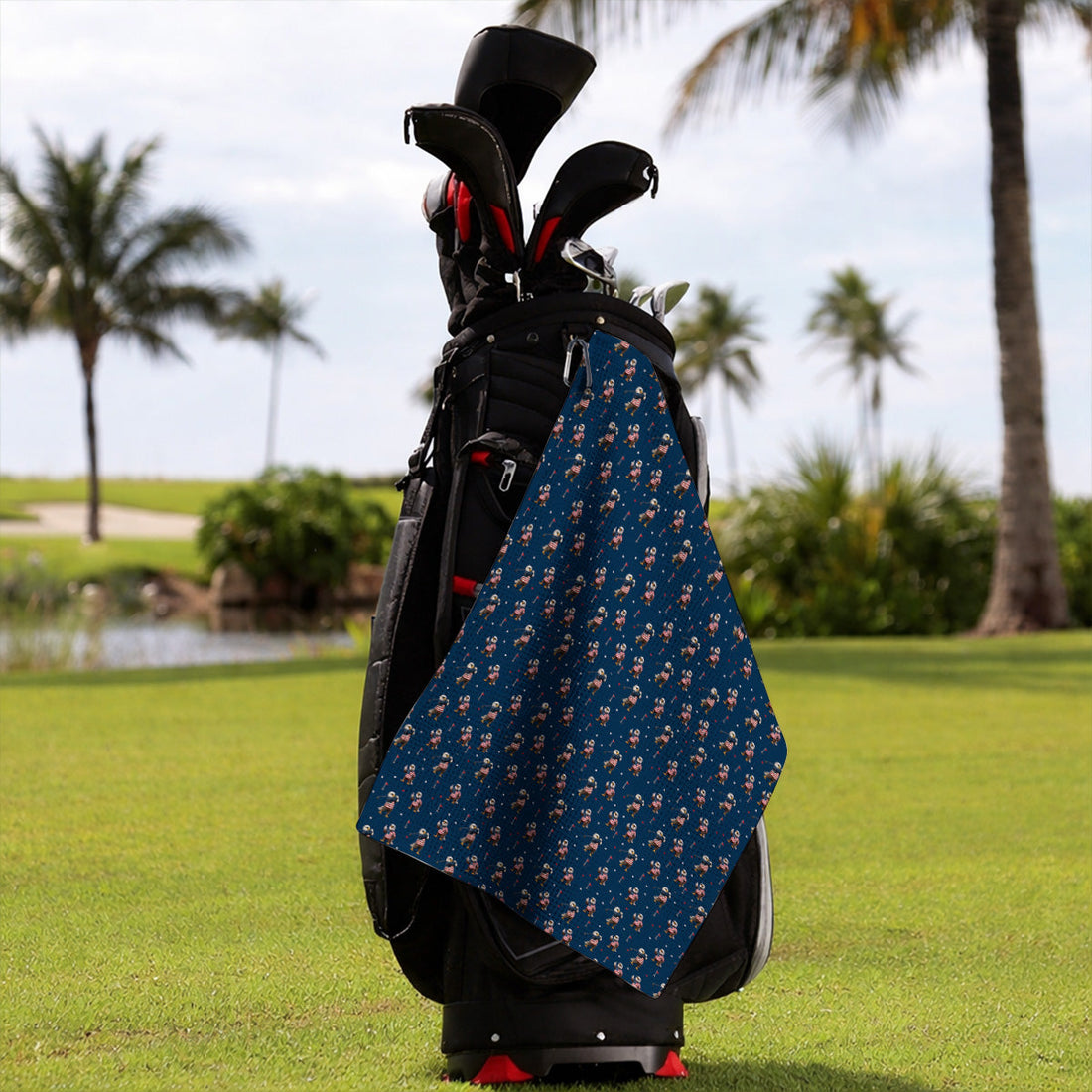 Patriotic Bald Eagle Golf Towels, American Flag Eagle Pattern Golf Towel, USA Golf Gift For Golfer