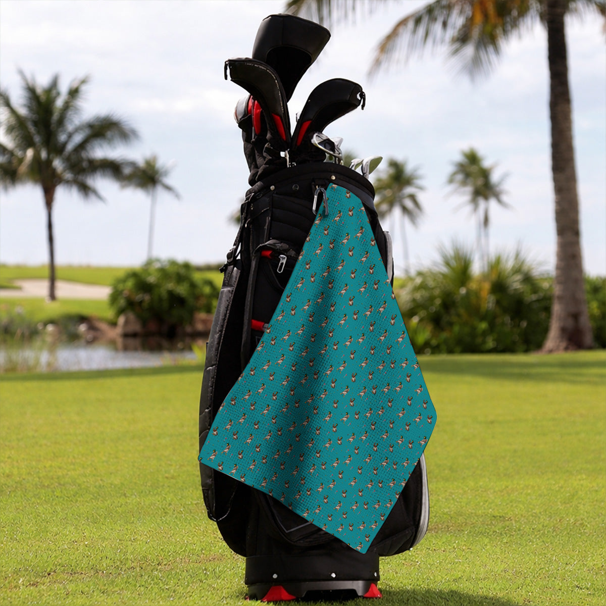 Funny Mallard Duck Golf Towel, Waterfowl Golf Pattern Towels, Gift For Duck Hunting & Golf Lovers