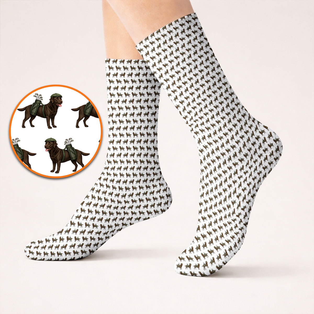 Chocolate Labrador Golf Crew Socks, Funny Dog Golf Socks, Labrador Lover Gift