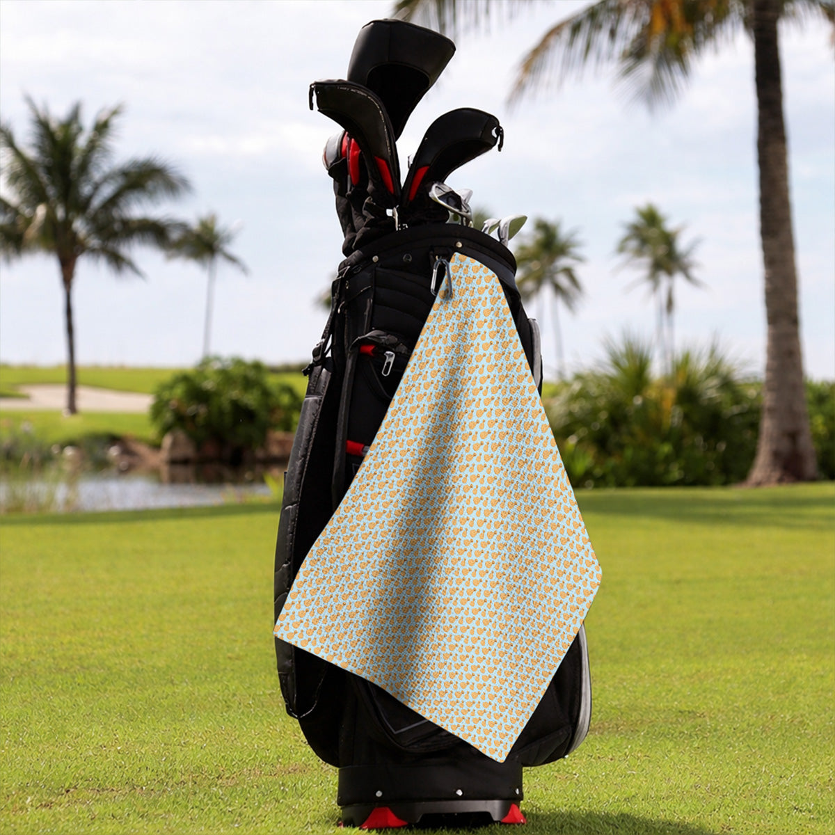 Golden Retriever Middle Finger Golf Towel, Funny Dog Pattern Golf Towels, Crazy Golf Gift For Golfer