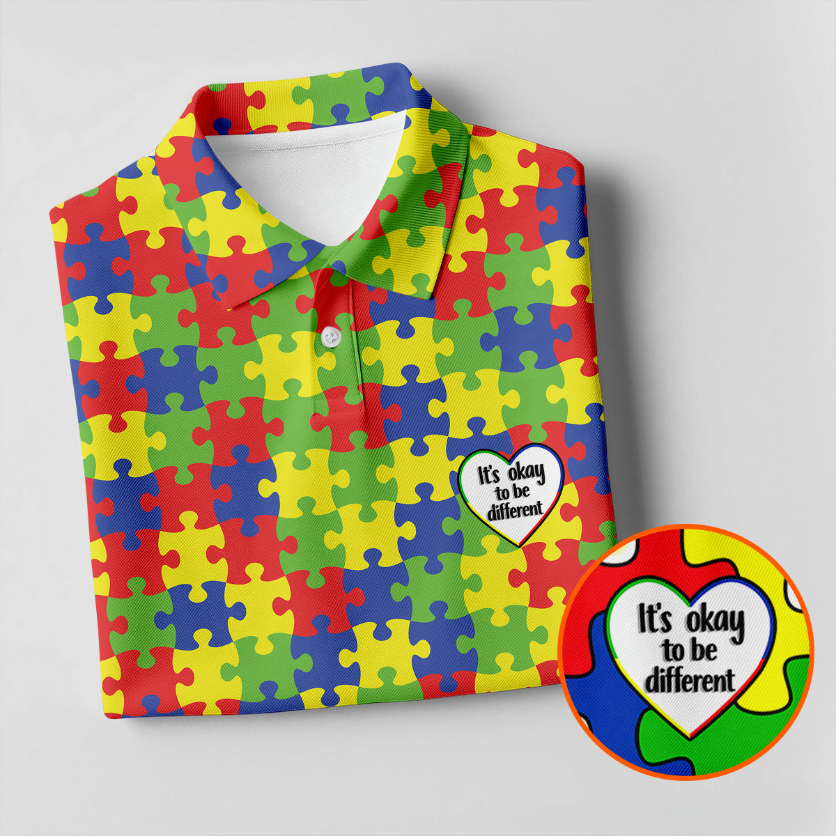 It's Okay To Be Different Autism Puzzle Women's Golf Tops, Autism Awareness Colors Ladies Golf Polos