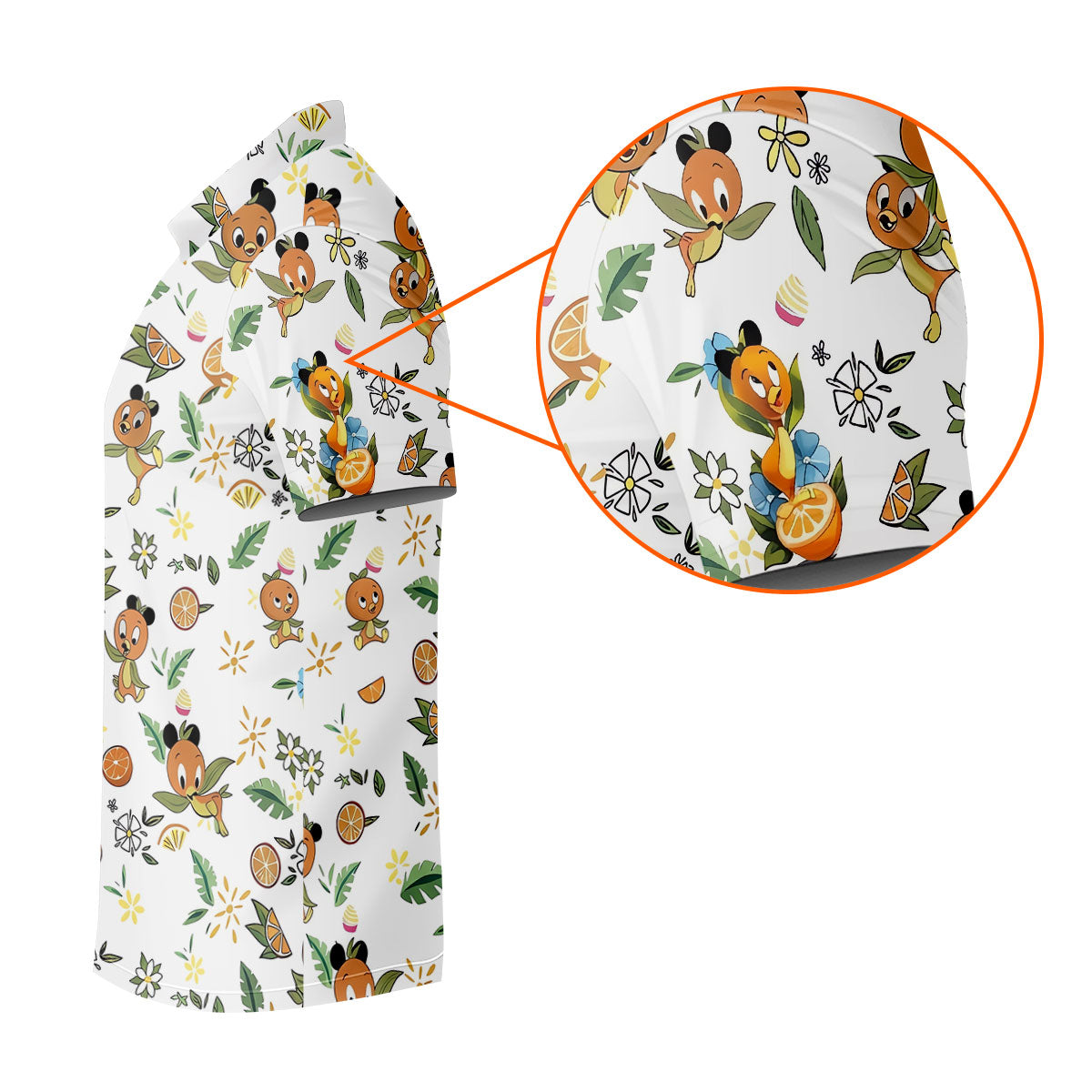 Orange Bird Floral Citrus Golf Polo Shirt, Golf Shirts For Women, Performance Golf Shirt