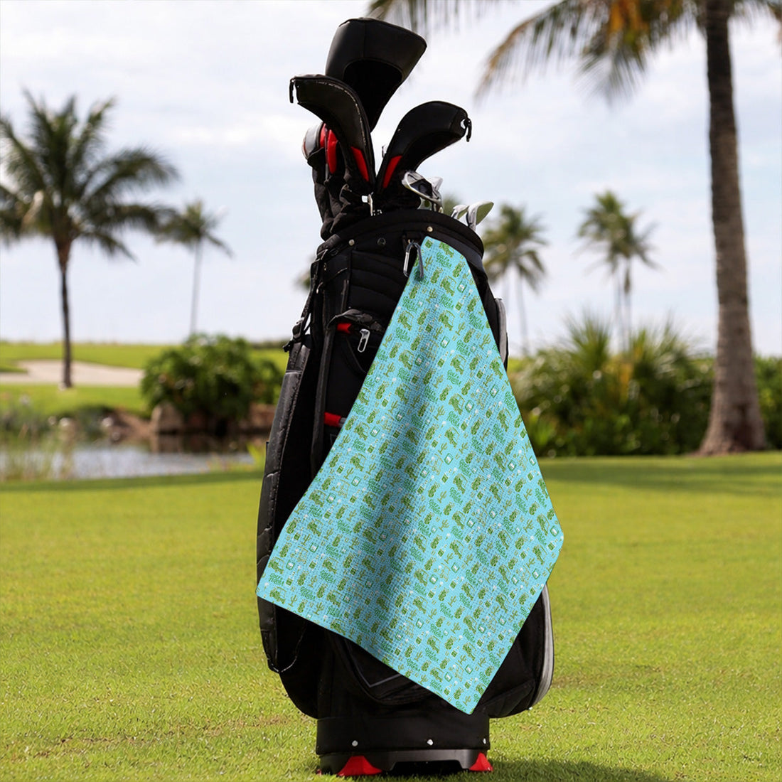Golf & Tequila Pattern Golf Towel, Funny Golf Towels For Tequila Lover, Golf Gift For Golfer