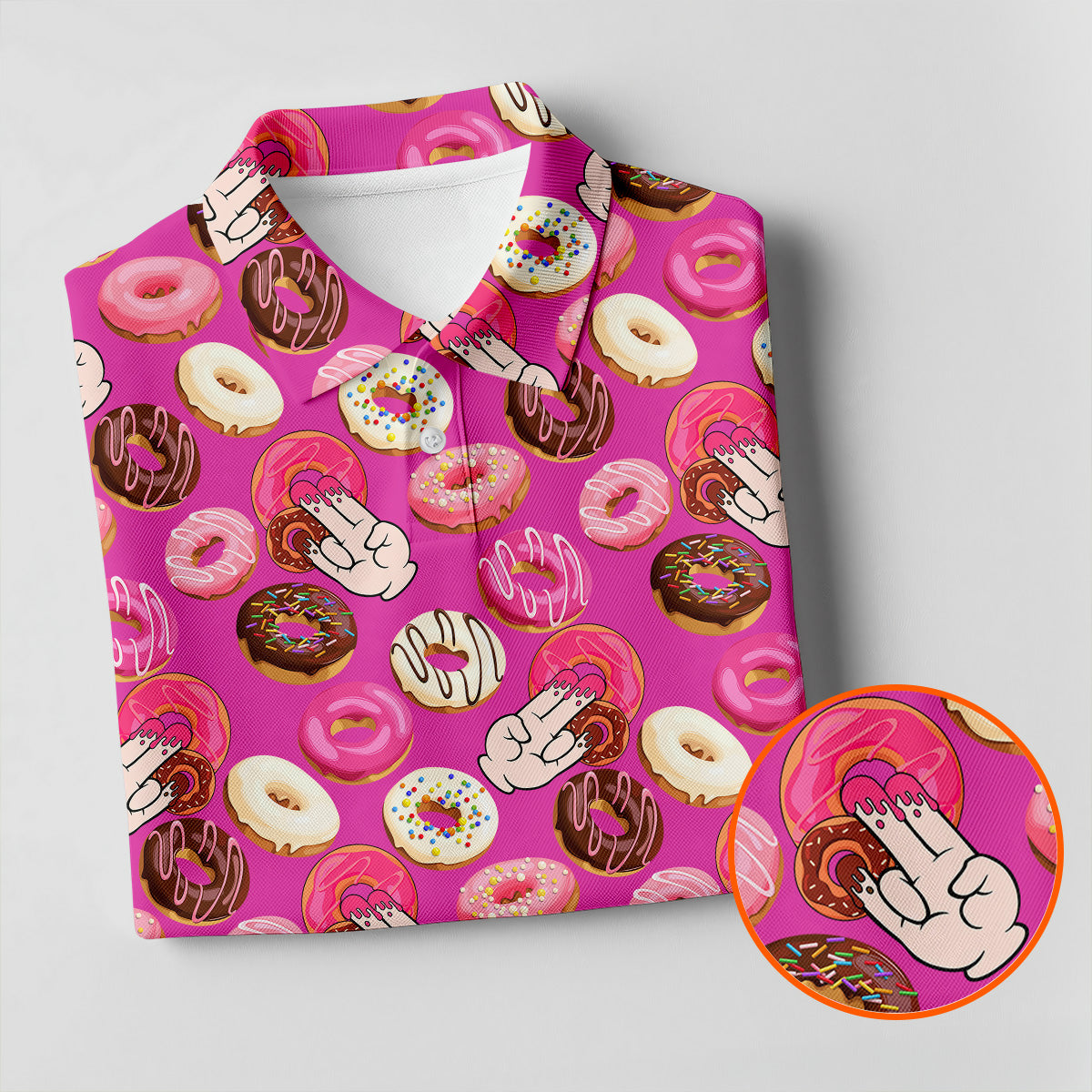 Funny Donut Adult Humor Pink Golf Shirt, Fun Women's Golf Shirts, Women's Golf Tops, Ladies Golf Shirts