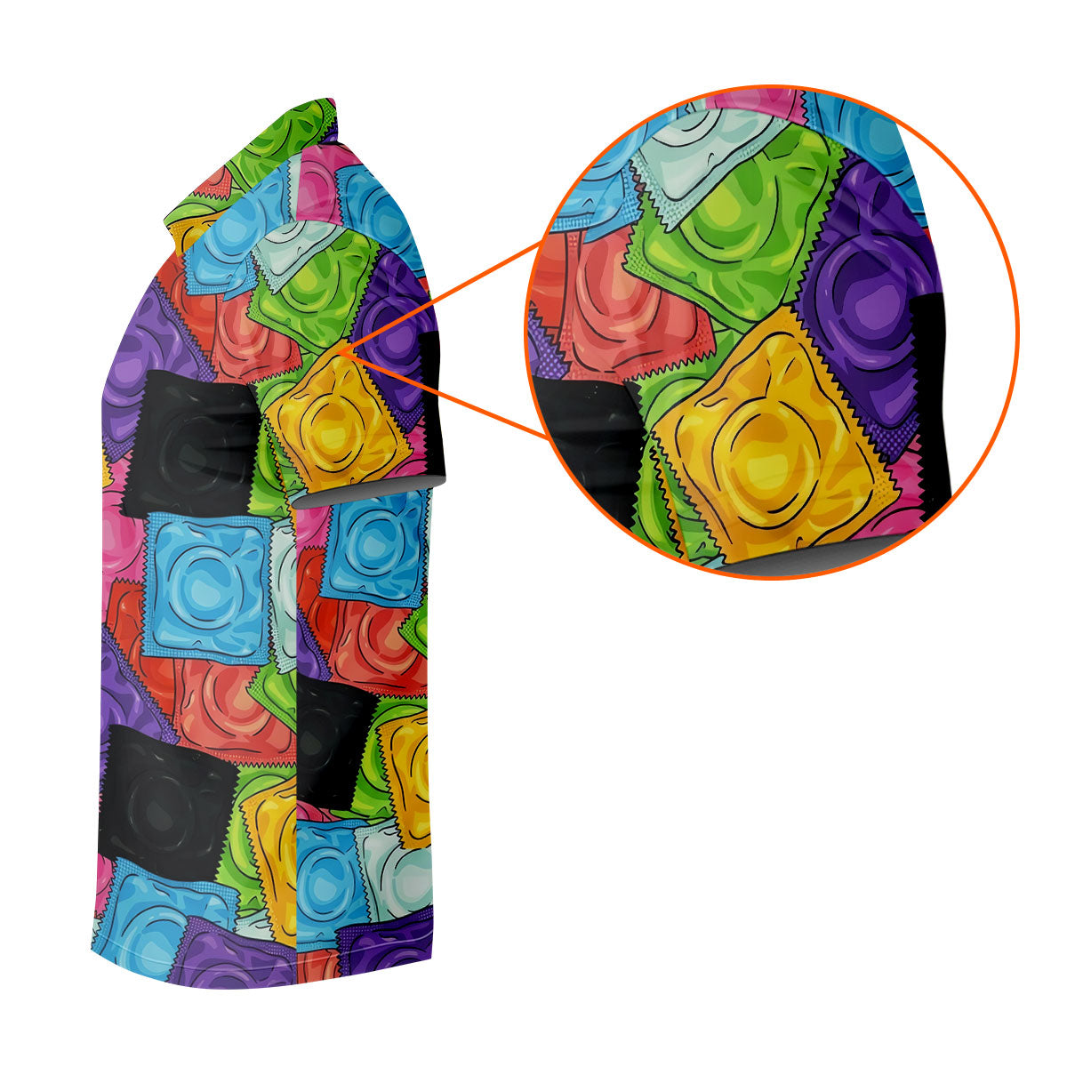 Funny Condom Wrapper Pattern Golf Polo Shirt, Men's Golf Shirts, Novelty Golf Apparel For Men