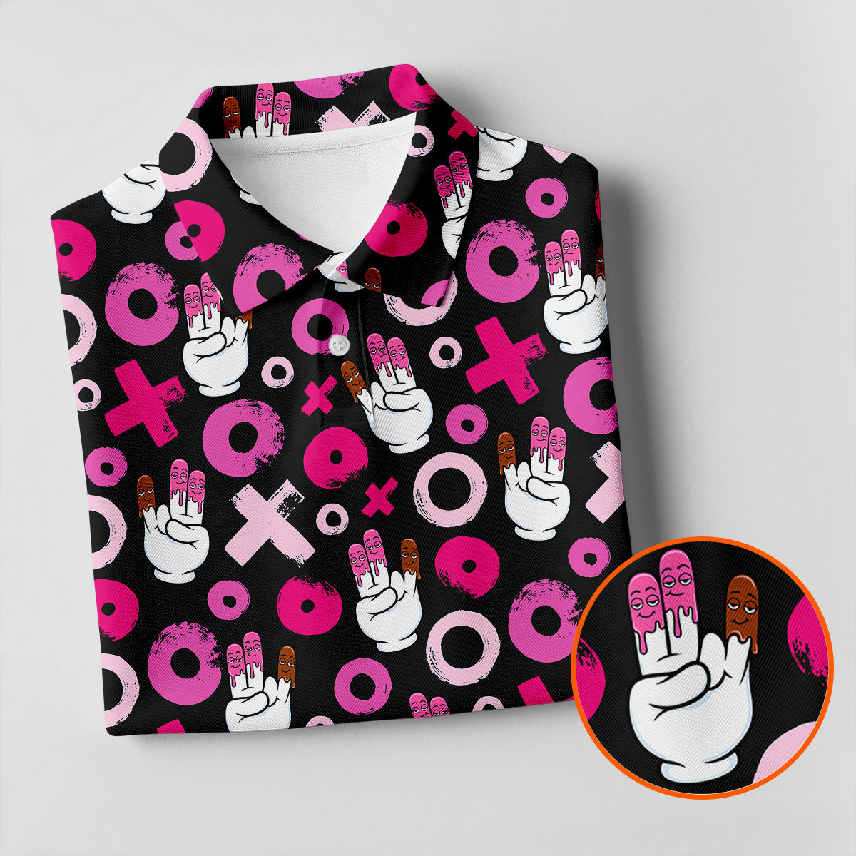 Chocolate Fingers Adult Humor XOXO Fun Women's Golf Shirts, Valentines Golf Gift, Women's Golf Tops