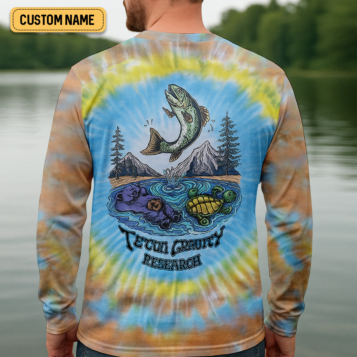 Tie Dyed Pattern Fishing UPF Shirts, Fishing Gifts For Men, Men's Fishing Shirt, Fishing Shirts For Men