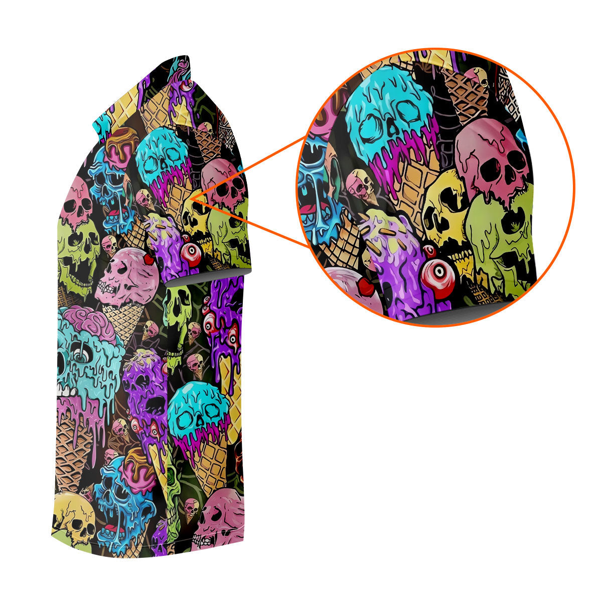 Melting Skull Ice Cream Halloween Golf Shirt, Golf Apparel For Men, Mens Golf Shirts