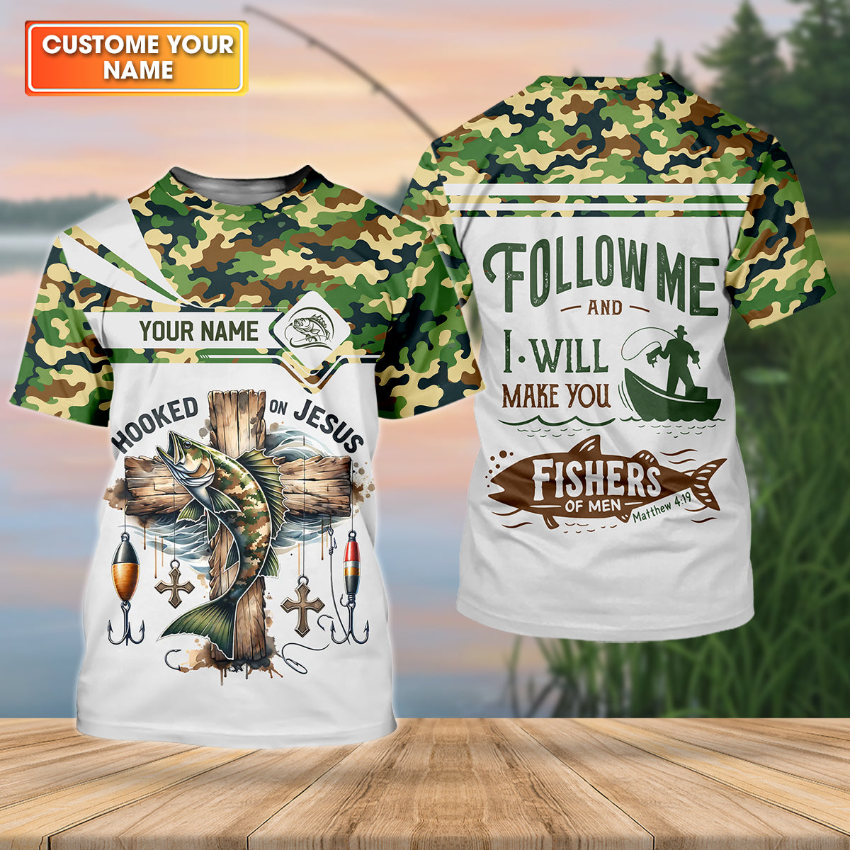 Hooked on Jesus Fishing UPF Shirt – Follow Me Fishers of Men Christian Fishing Shirt