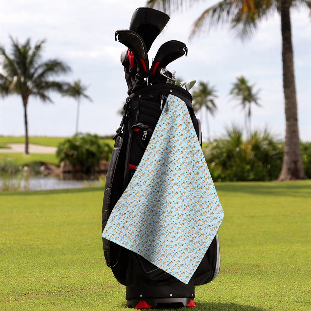 Funny Corgi Golf Towel, Corgi Pattern Golf Towels, Dog Lover Golf Gift
