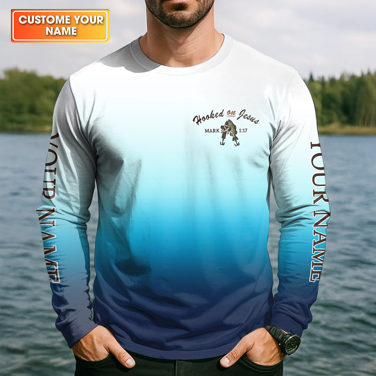 Personalized Fishing Shirt, Christian Fishing, Hooked On Jesus, Faith Fisherman Shirt, Fishing Gifts For Men