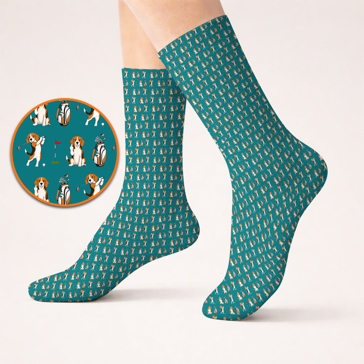 Beagle Golf Pattern Golf Socks, Hunting Dog Golf Sock, Funny Golf Gift For Golfer
