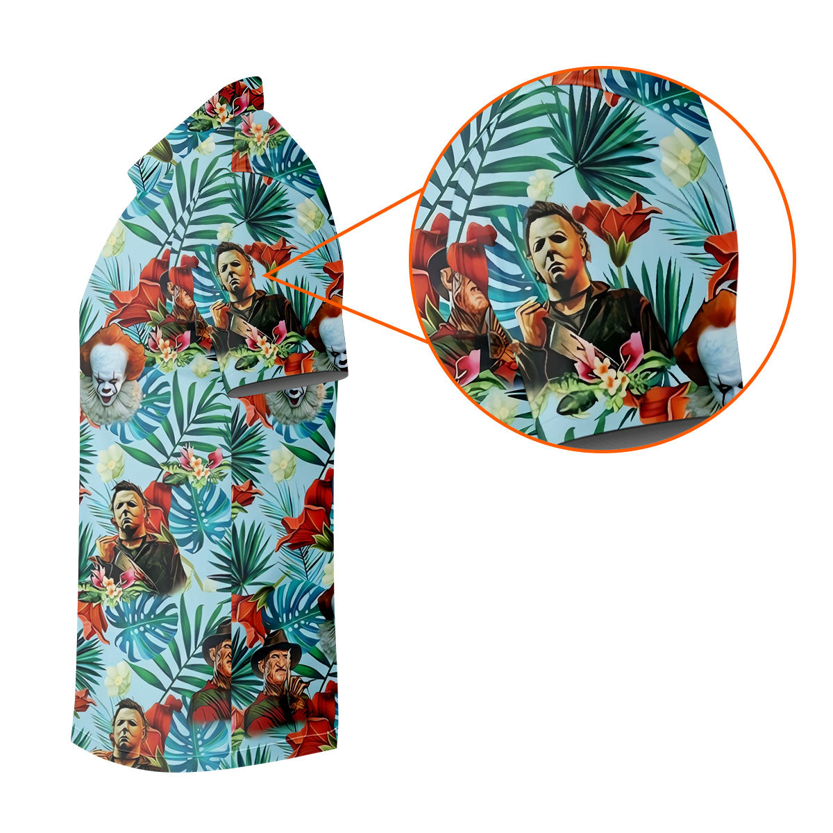 Tropical Horror Character Hawaiian Golf Shirt, Women’s Golf Polo, Halloween Golf Shirt