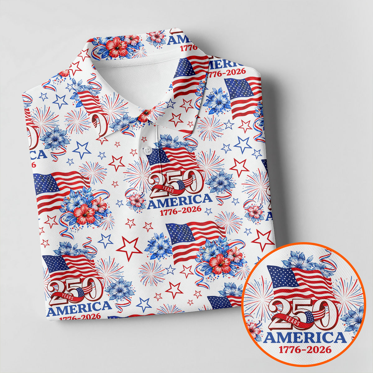 250 Years America 1776-2026 Hibiscus Tropical Flowers 4th Of July Golf Shirt, Golf Shirt For Women